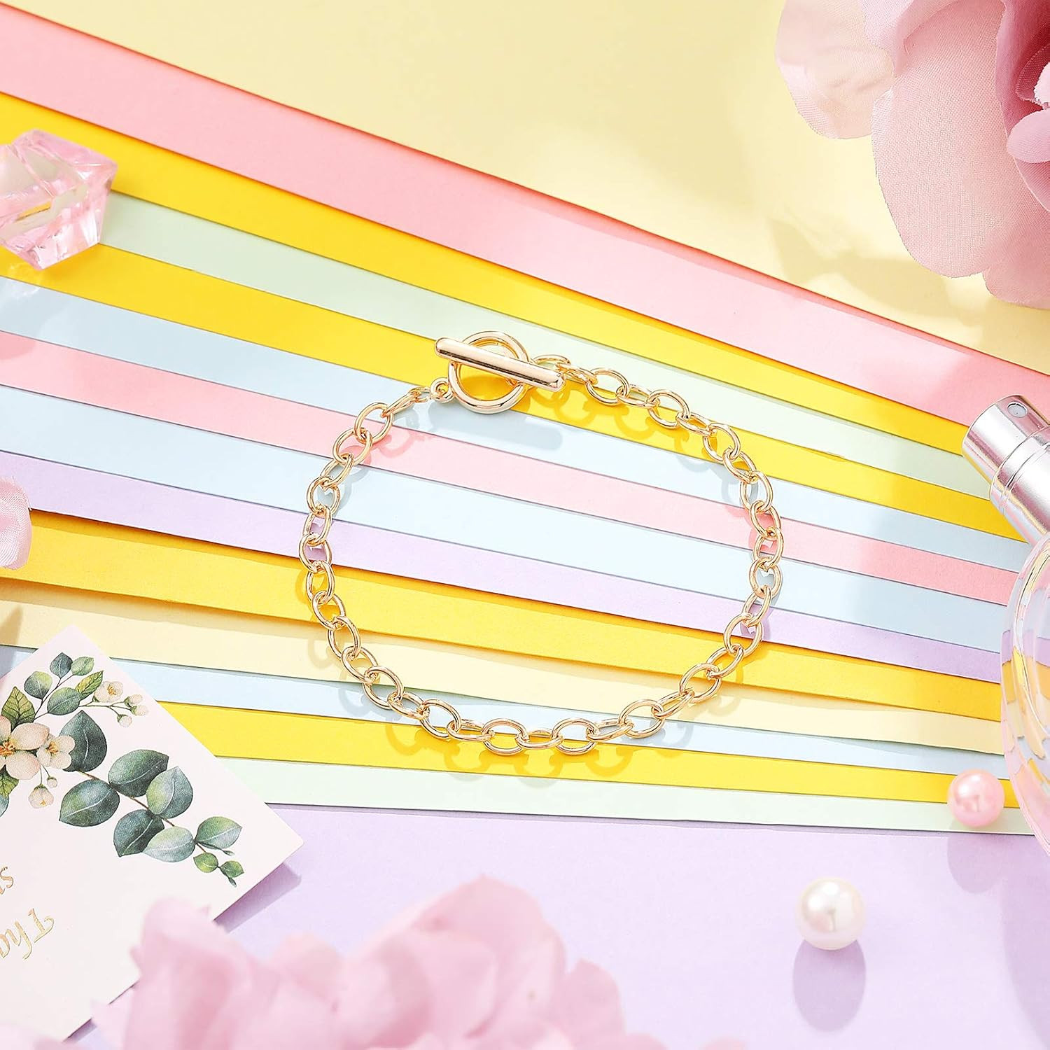 45 Pieces Bracelet Chains with OT Toggle Clasp Stainless Steel Bracelet Link Cha