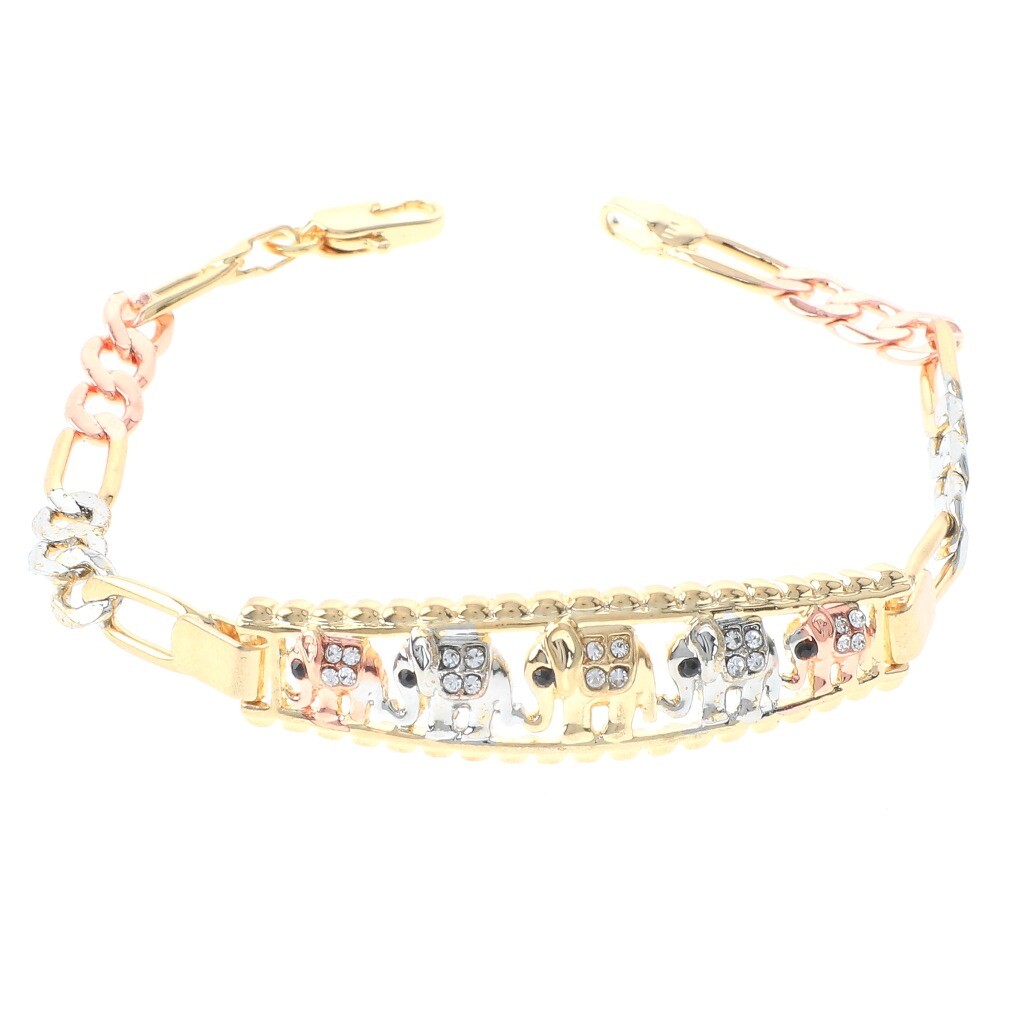 Three Tone Gold Plated Lobster Claw Bracelet GB1024-3T