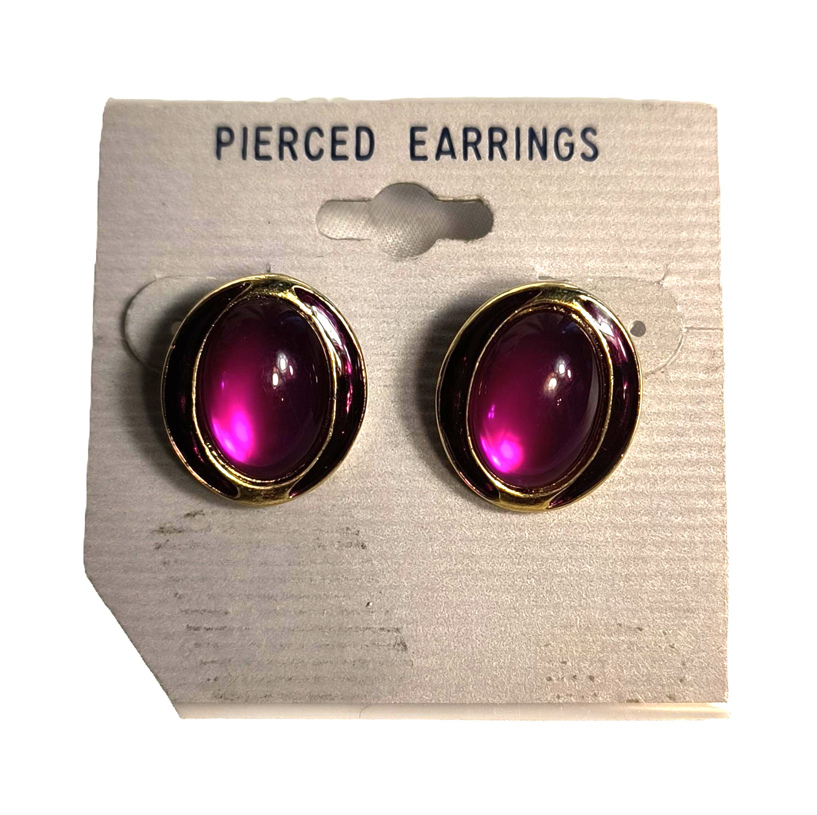 New Women’s Stud/Post Earrings for Pierced Ears Goldtone with Fuschia Cabochons