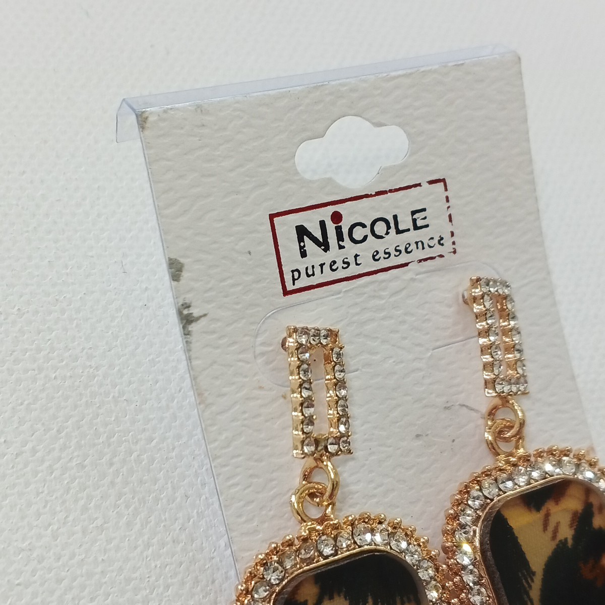 NICOLE Dangle Stud Earrings Rhinestone Brass Plated Gold Fashion Jewelry