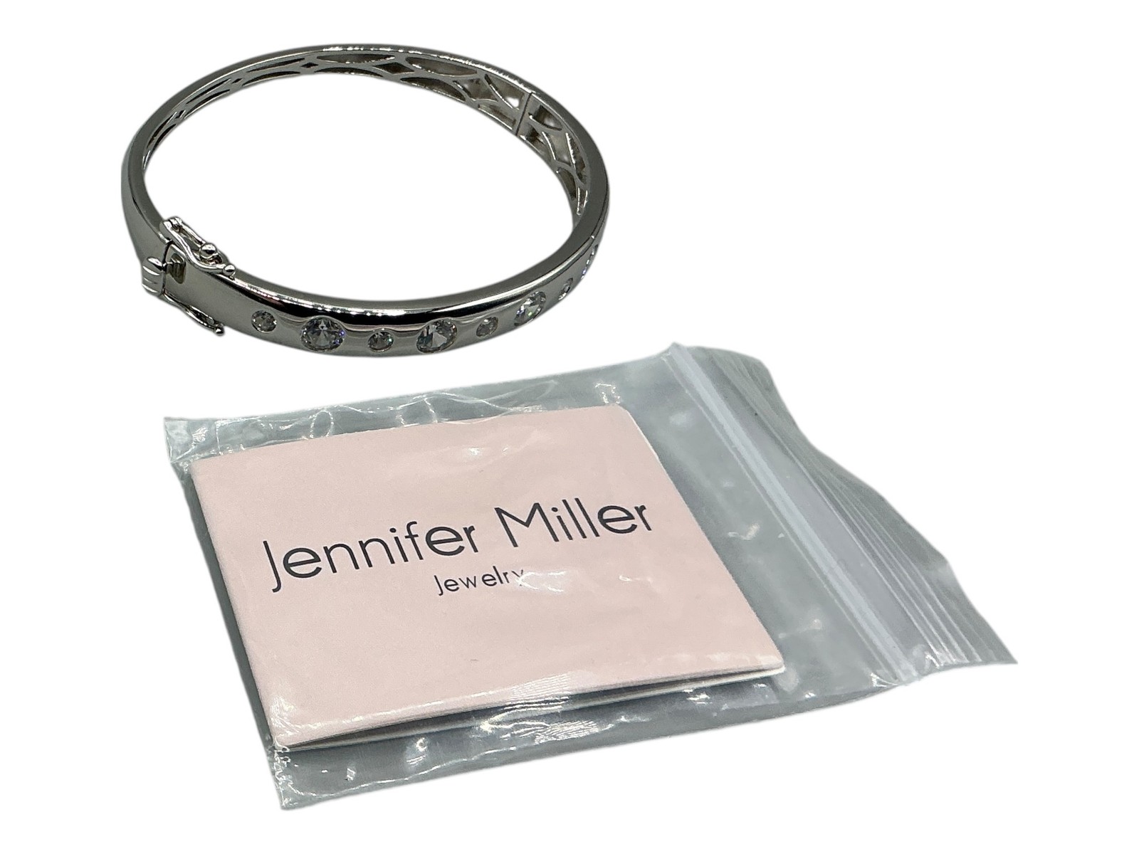 Diamonique X Jennifer Miller Sterling S Alternating Rounds Bangle Bracelet Small