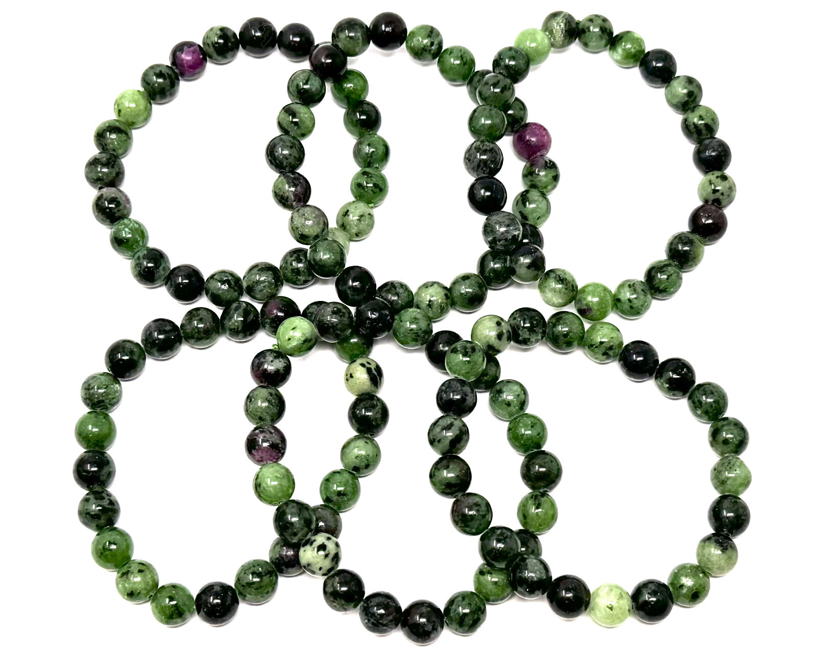 Ruby Zoisite Bead Bracelet: 8 mm Round Ruby Crystals (Ruby Zoisite Bracelet)