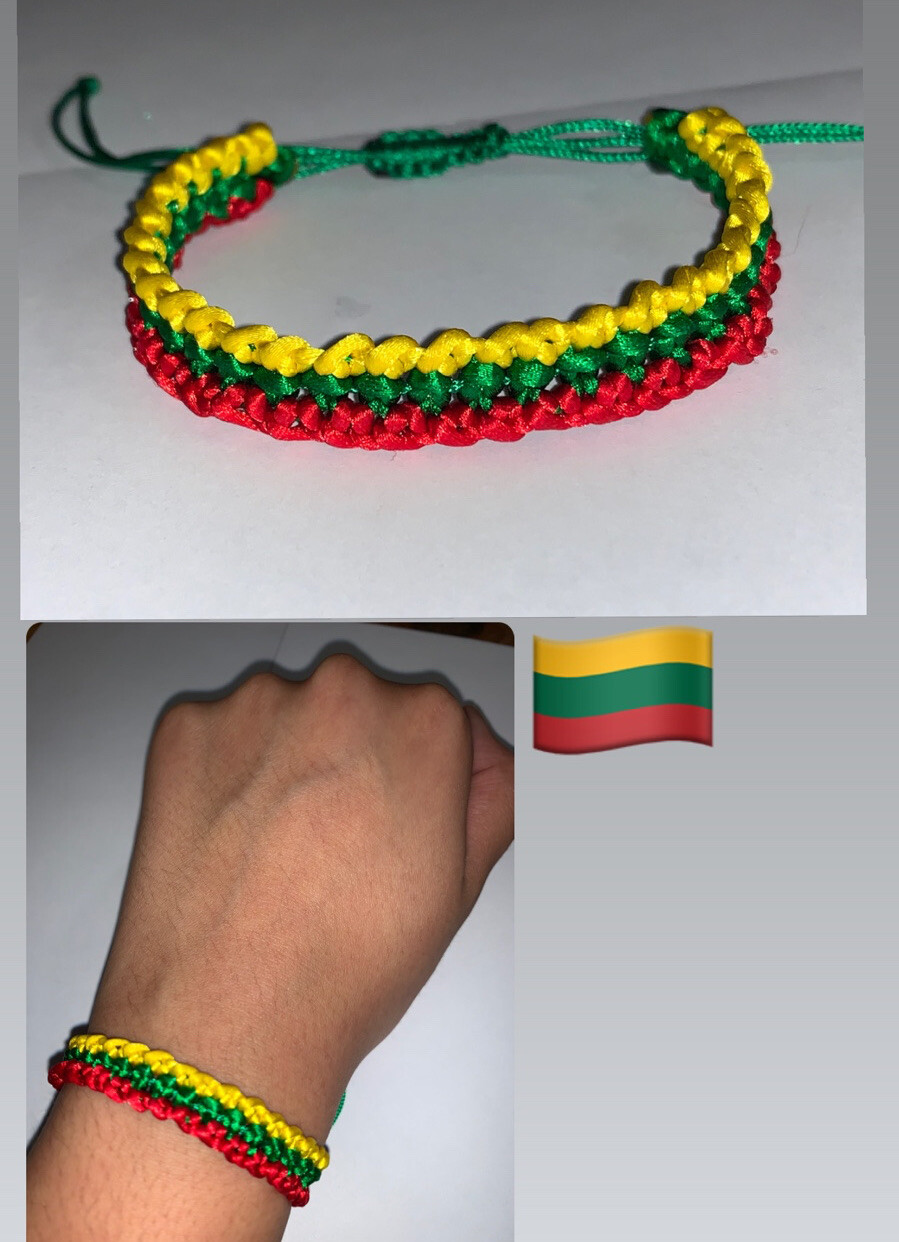Lithuania Bracelet 🇱🇹, National Handmade Lithuanian Bracelet- nylon Adjustable