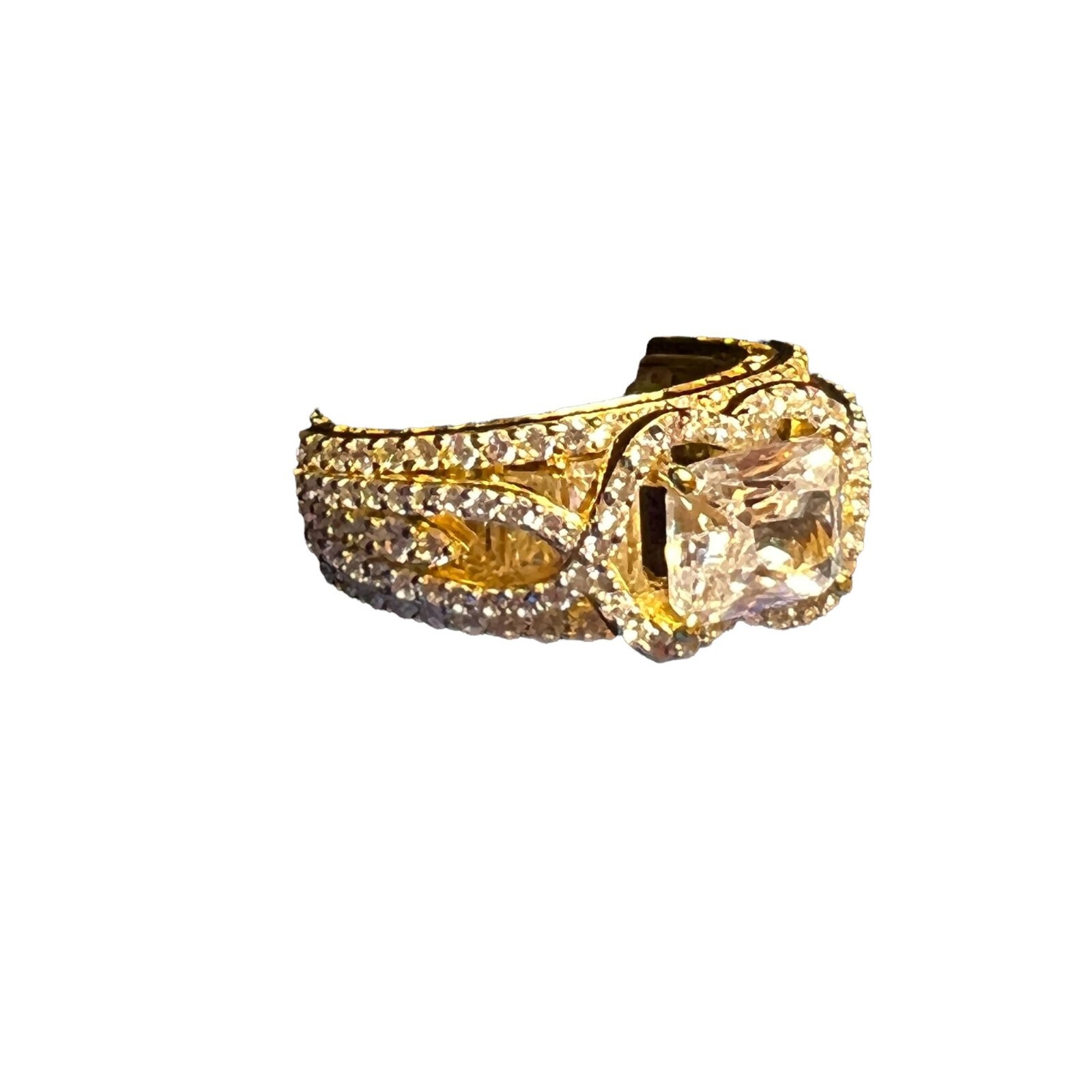 Palm Beach Jewelry Ring Gold Tone CZ Engagement Wedding Cocktail Size 9 NEW