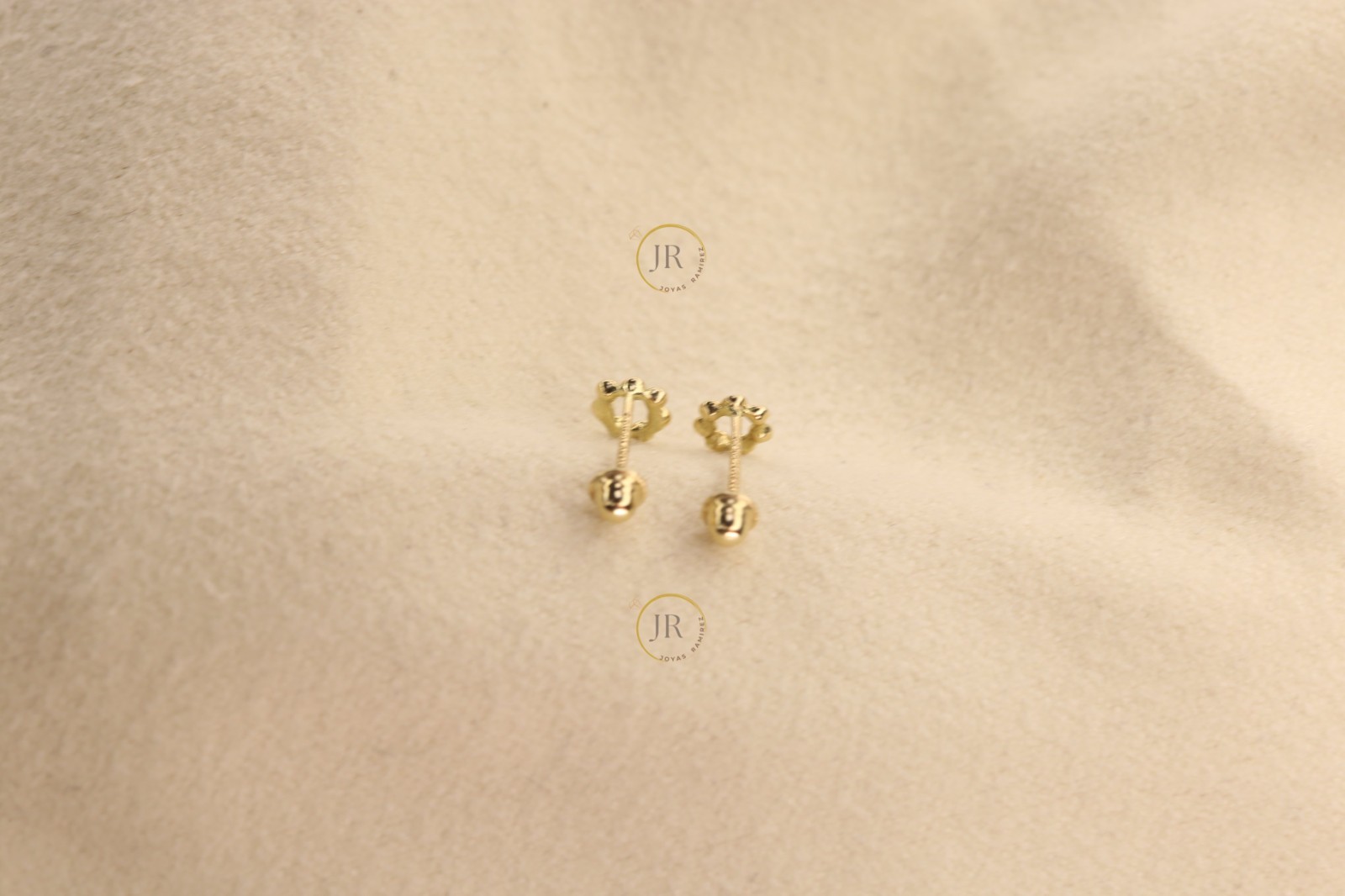 14K Solid Gold Circle Stud Earrings with Multicolor CZ · 4mm Dainty Design.