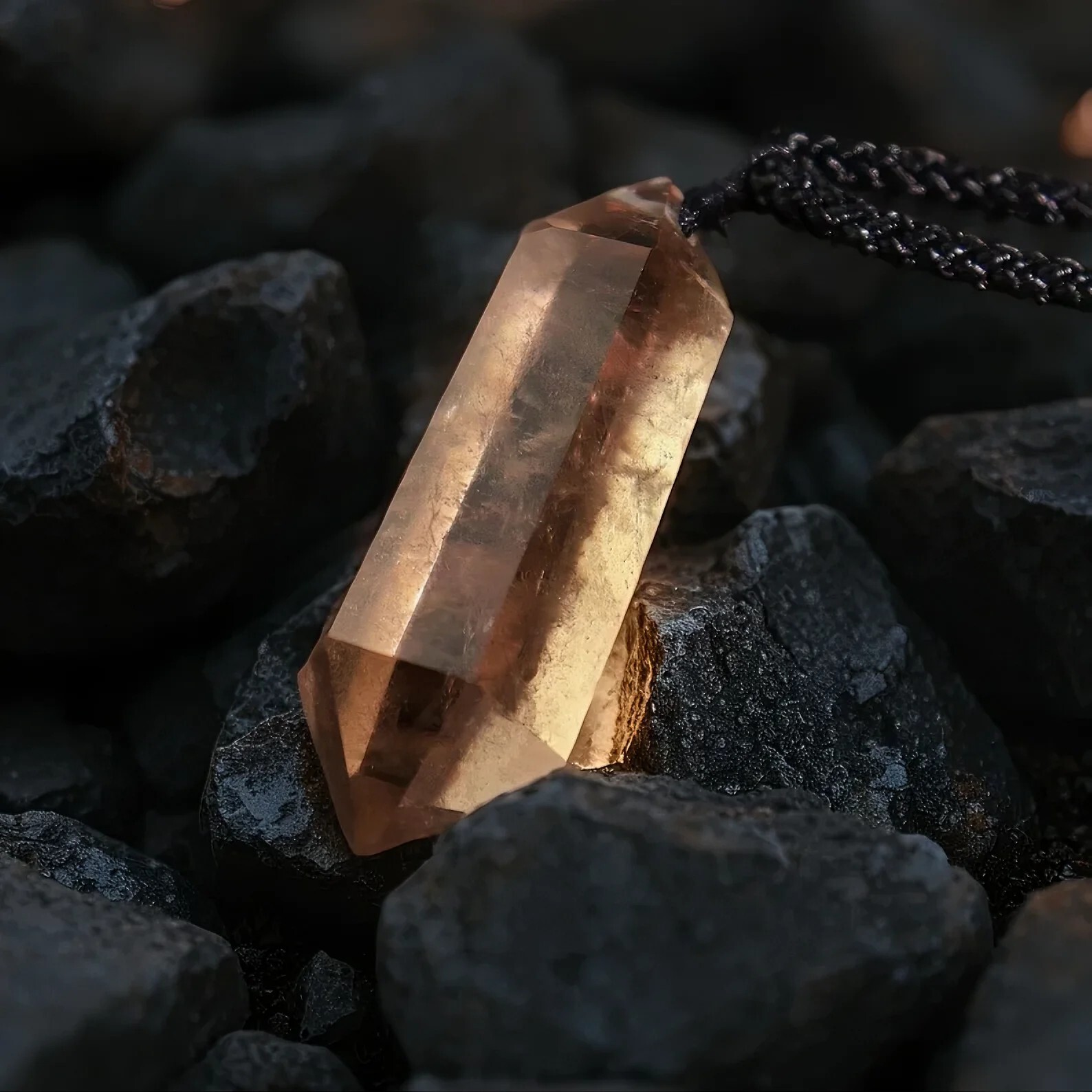 Smoky Quartz Double Point Pendant Natural Crystal Chakra Women Men Necklace Gift