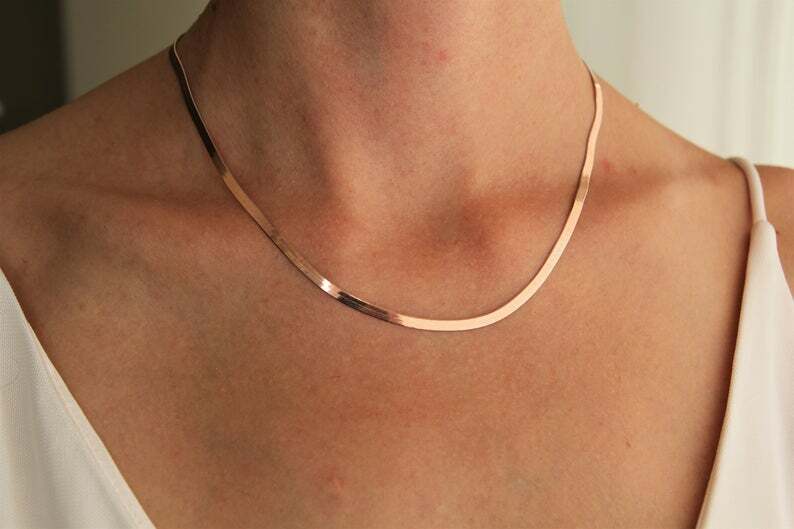 Men&Women Genuine 18K Gold Filled Italian 16″-24″ Herringbone Chain Necklace Z14