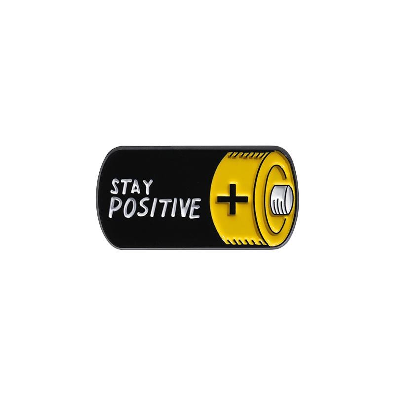 Stay Positive Battery Enamel Pin Funny Cartoon Brooch Lapel Badge Gift!