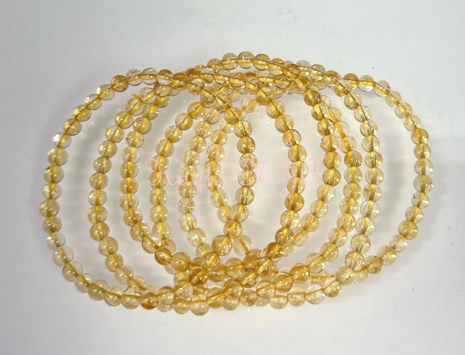 Wholesale Lot 6 Pcs Natural Citrine 5mm 7.5” Crystal Stretch Bracelet
