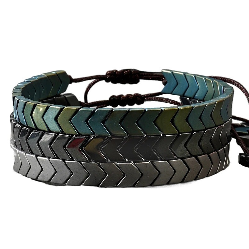 Natural Black Hematite Bracelet Magnetic Therapy Healing Energy Stone Men Women
