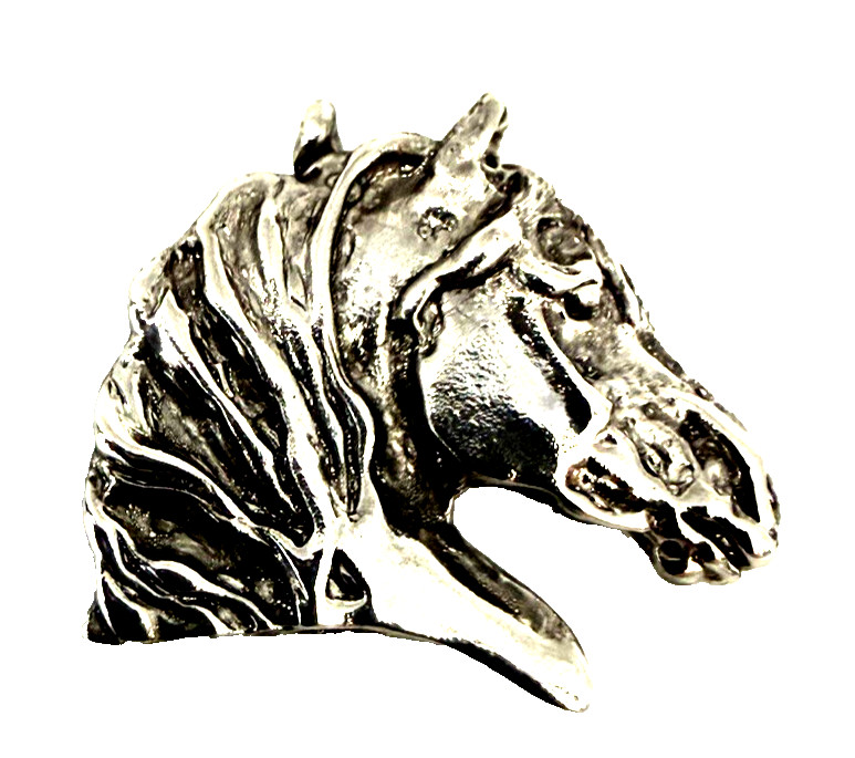 Signed Beverly Zimmer .75″ Equestrian Horse Head Silver Tone Charm/ Pendant