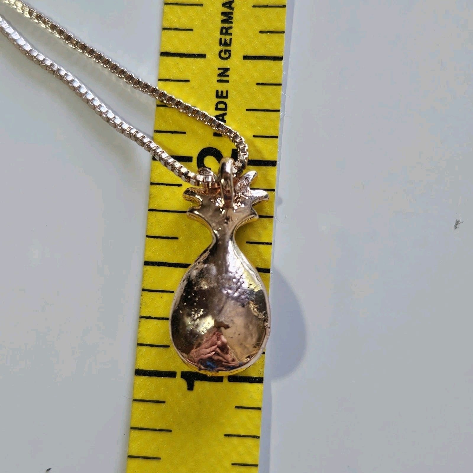 Rose Gold Tone Purple Rhinestone Pineapple Pendant Necklace 16-18″