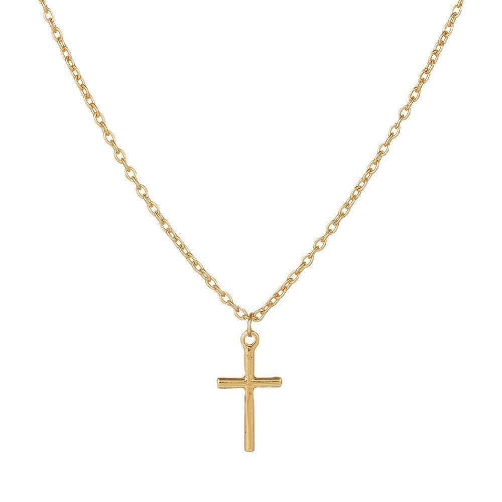 1Pcs Gold Plated Cross Necklace, Chic Alloy Choker for Everyday Wear