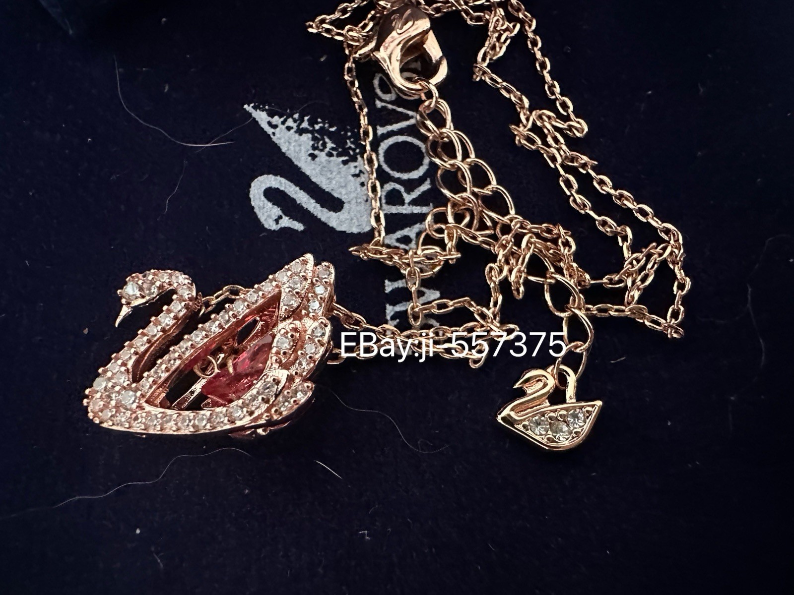 Swarovski Swan necklace Dancing, Pink, Rhodium plated ld plated #5533397