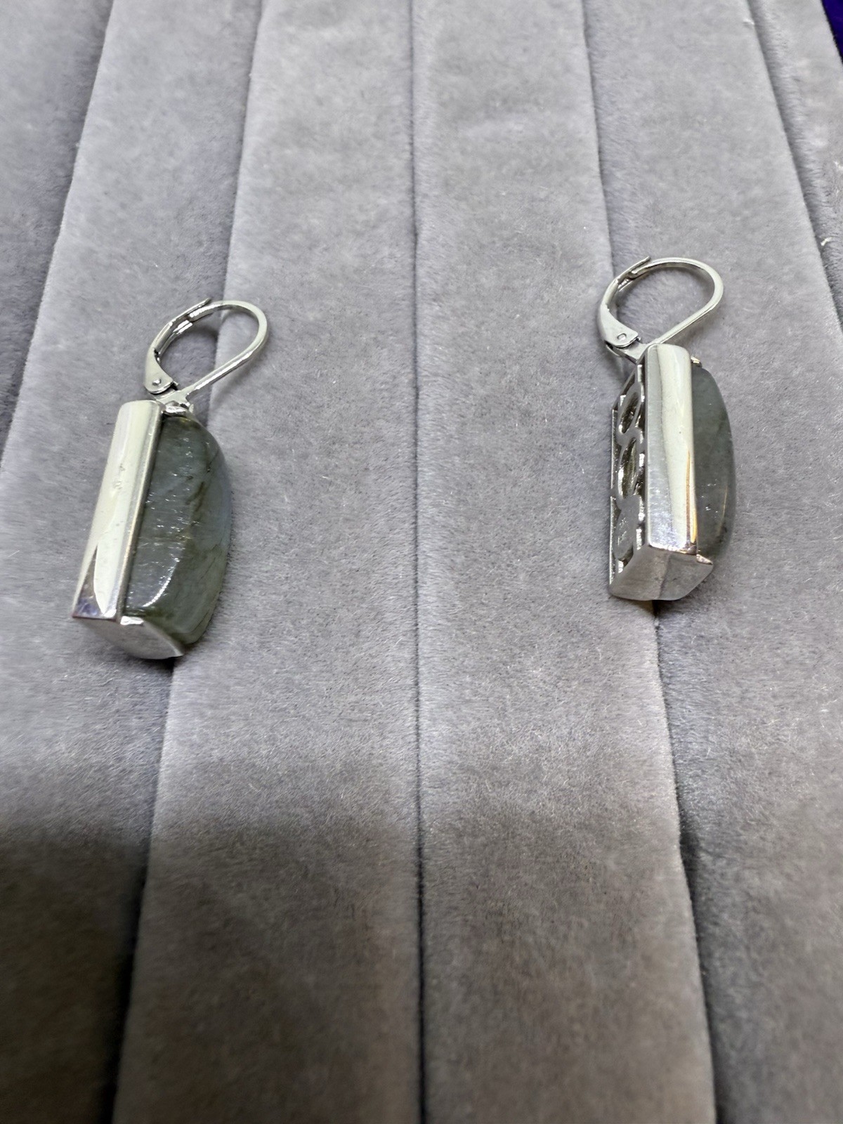 Labradorite Earr. Stain. Steel, 3/4 In Long, 1/2 In Wd. Kari’s Brand