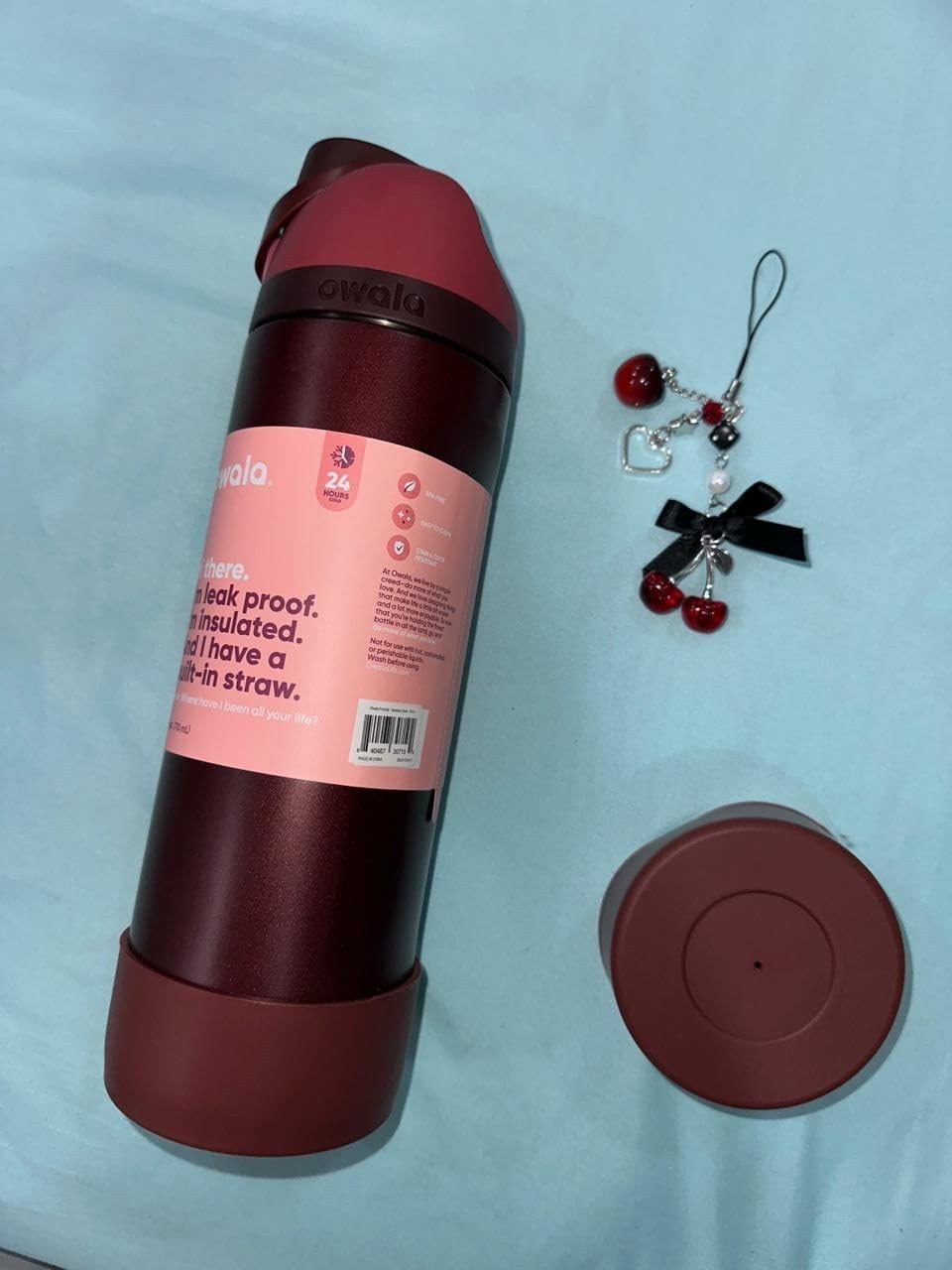 2PC Silicone Bottle Boot with Black Cherry Charm for 20 24 30 32 40oz Cups USNew