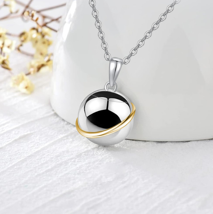 Pet Cremation Jewelry Necklace – Sphere Urn Pendant Silver Gold for Dog Cat Ashe