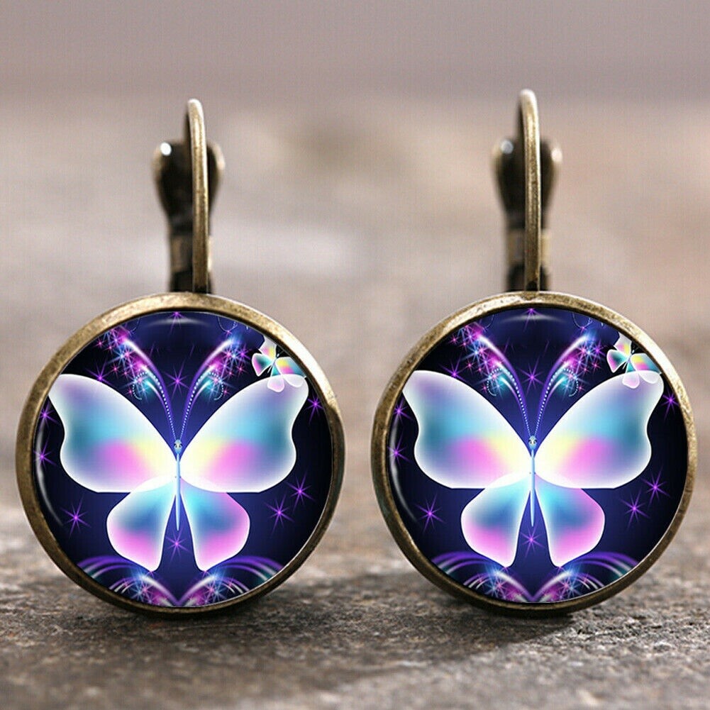 Rainbow Giraffe Butterfly Flamingo Paradise Bronze Silver Earrings Free Gift Bag