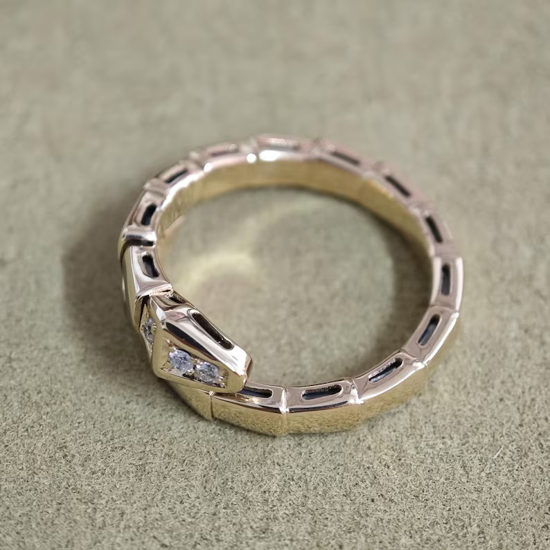 1Ct Round Simulated Diamond 14k White Gold Plated Snake Adjustable Open End Ring