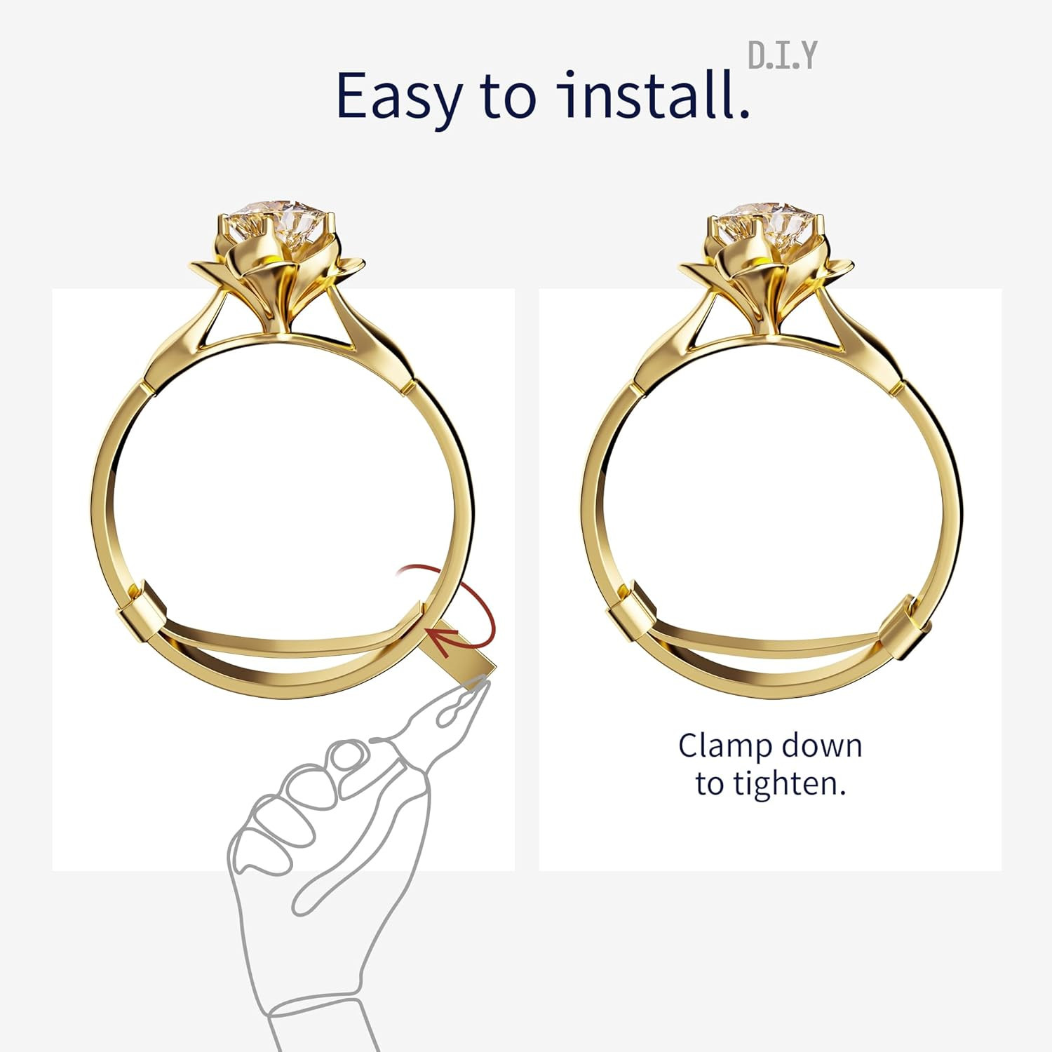 9 Pack Filled Gold/Silver Metal Ring Guard,Invisible Ring Size Adjuster Set for
