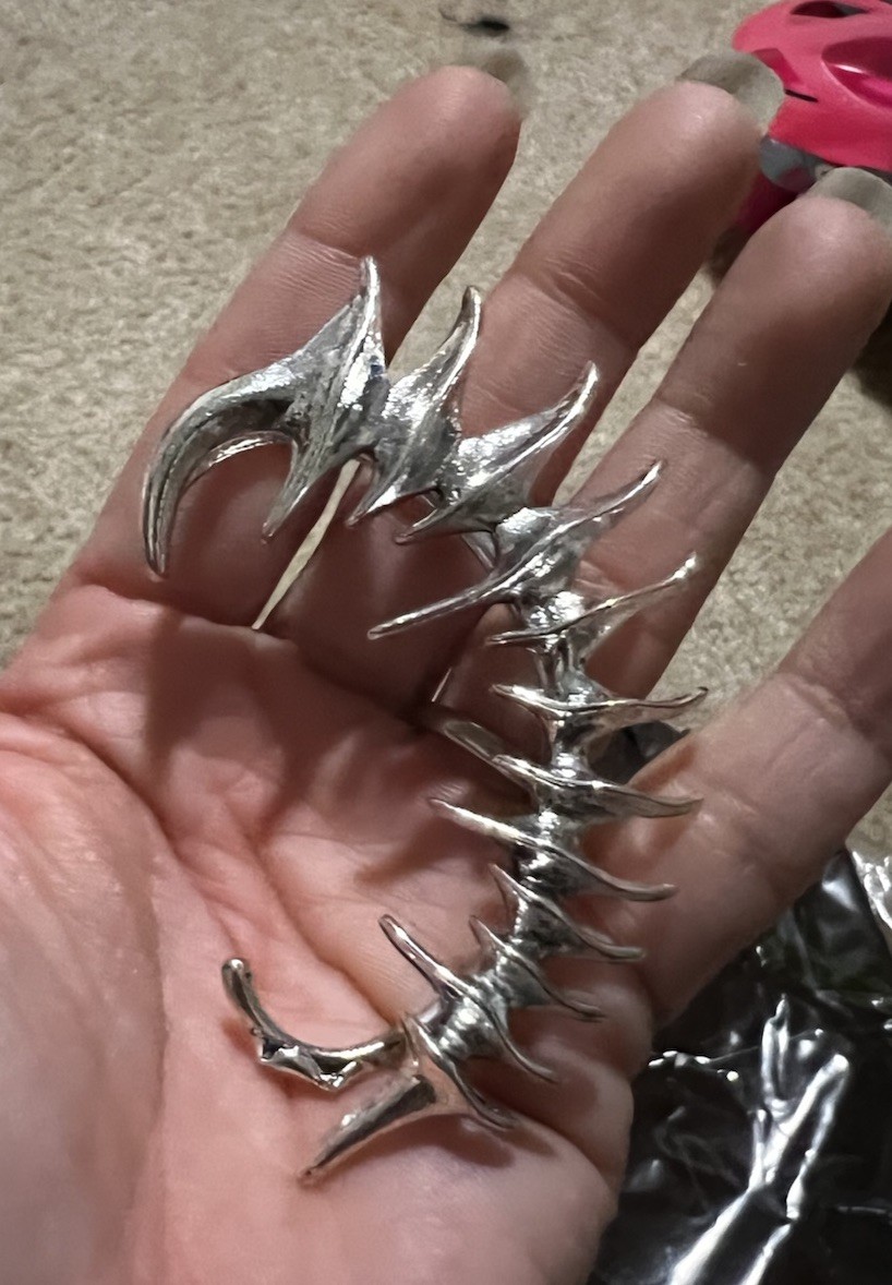 Gothic Punk spike Dragon Bone silver wrap cartilage around left Ear Cuff Jewelry