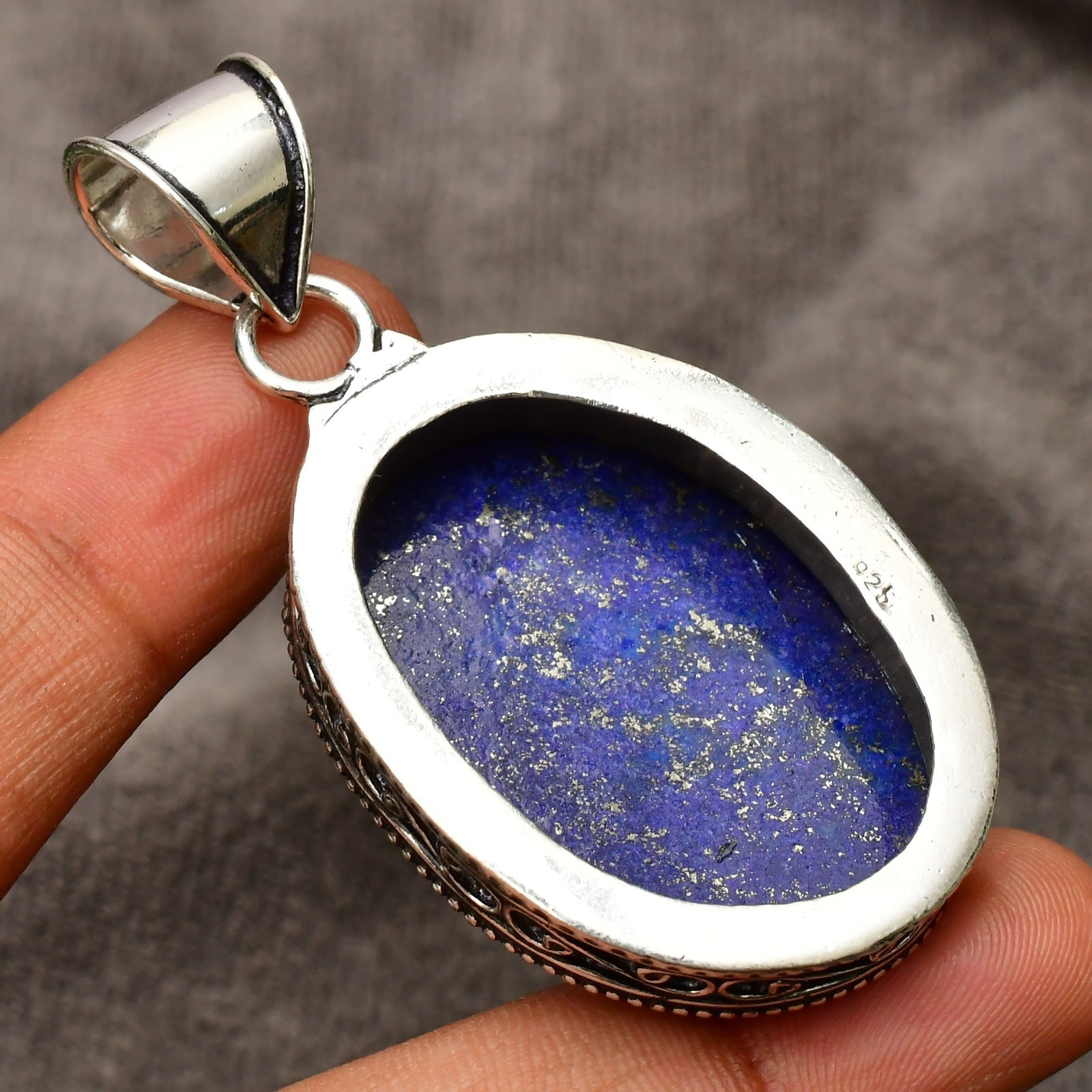 Lapis Lazuli Gemstone 925 Sterling Silver Handmade Pendant Approx – 1.97″
