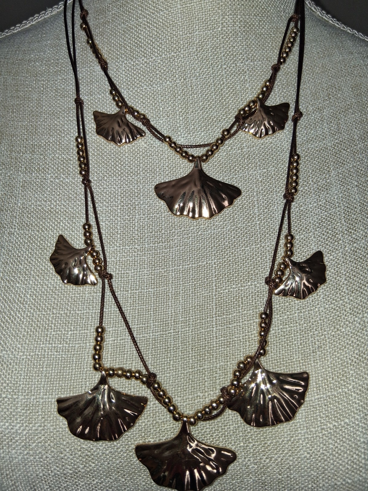 Nickel-Free Adjustable Cord Necklaces Leaf & Oval Pendants Gold Silver Black