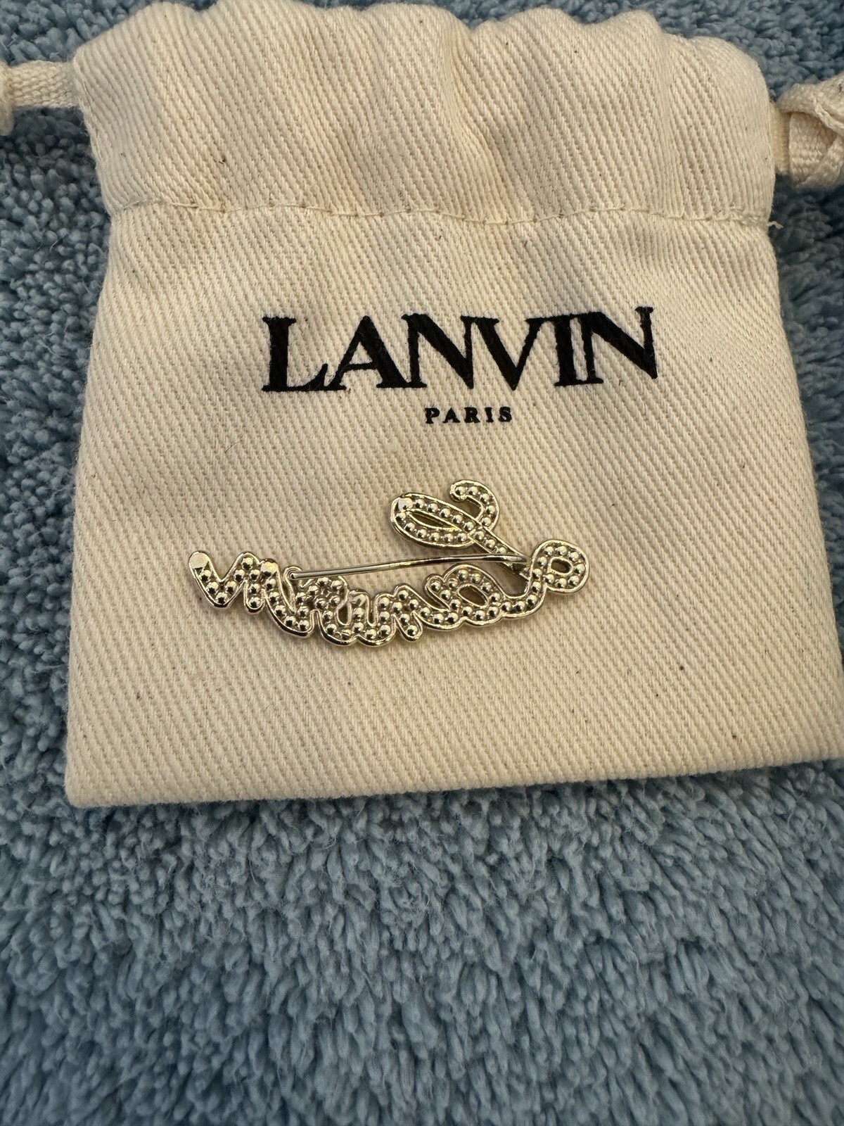 NWT Lanvin Gold Pearl Handwriting Earring Fashion Jewelry