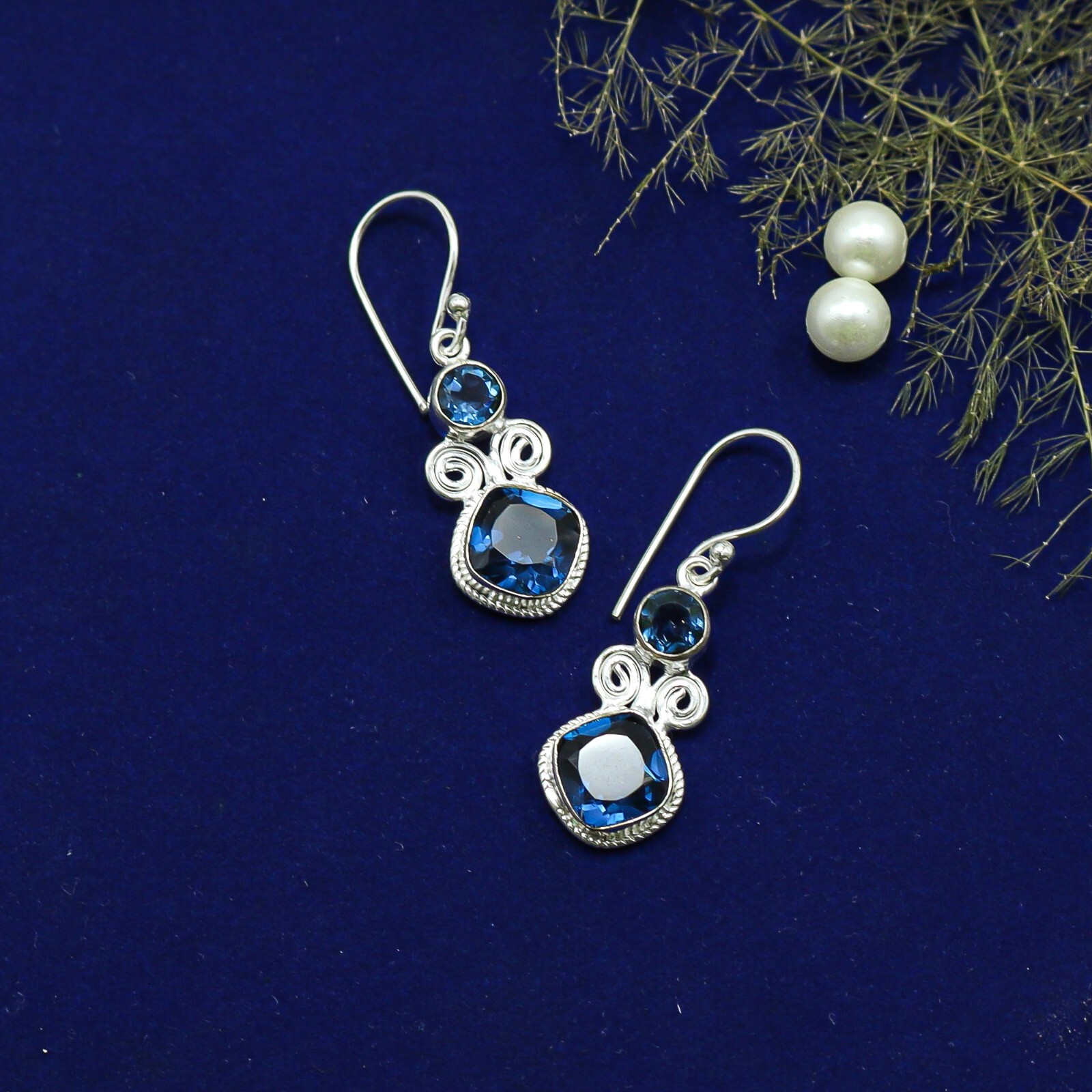 London Blue Topaz Sterling Silver Jewelry Handmade Handmade Earrings For Mother