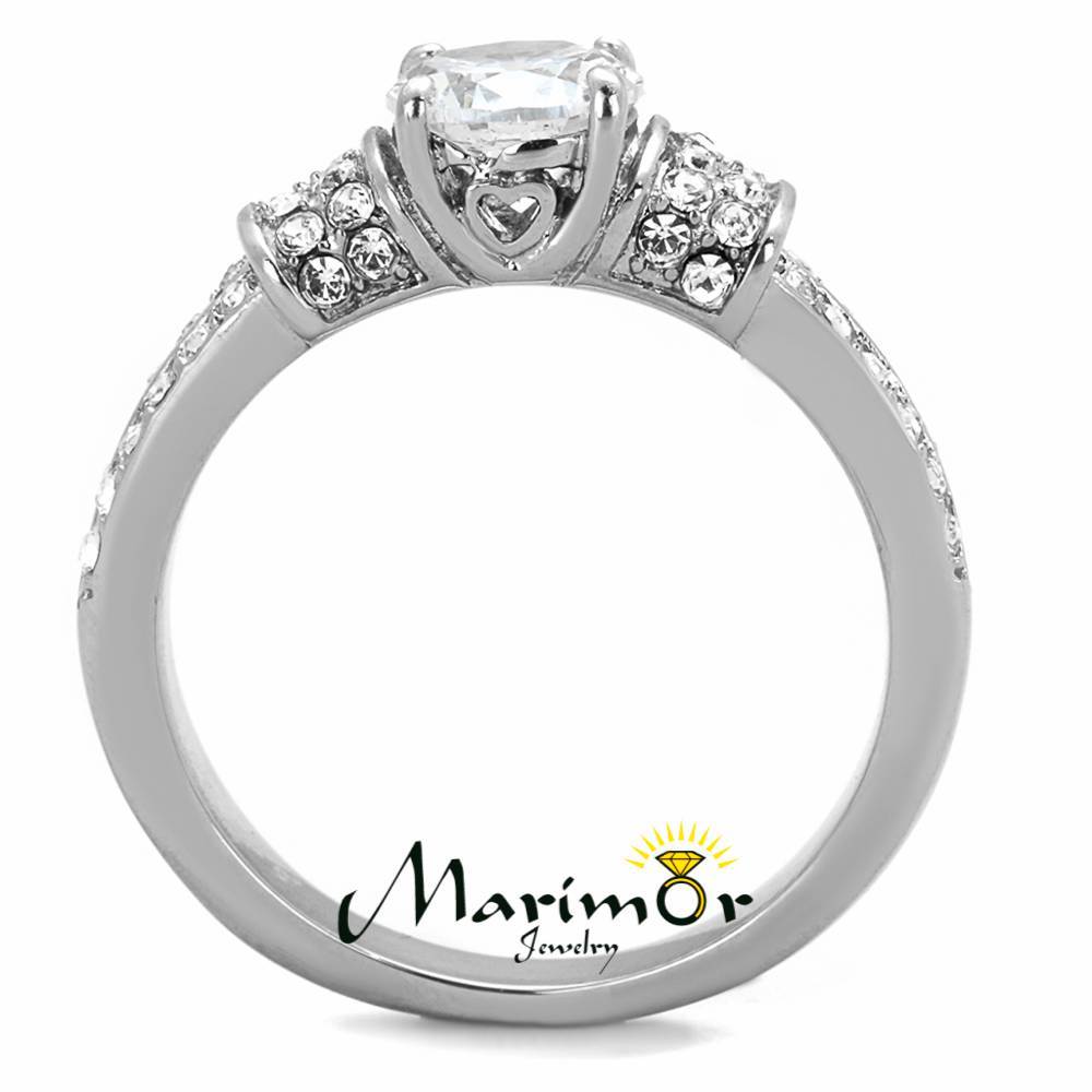 1.32Ct Round Cut Cubic Zirconia Stainless Steel Engagement Ring Womens Size 5-10