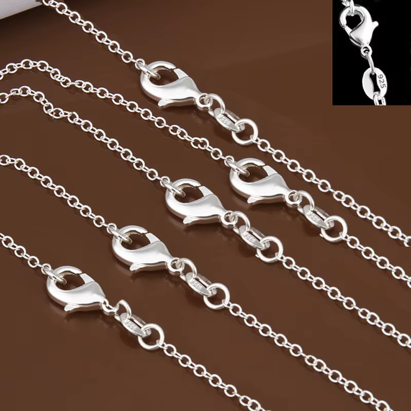 Wholesale 5Pcs 925 Sterling Silver Rolo Chain Necklace for Men and Women