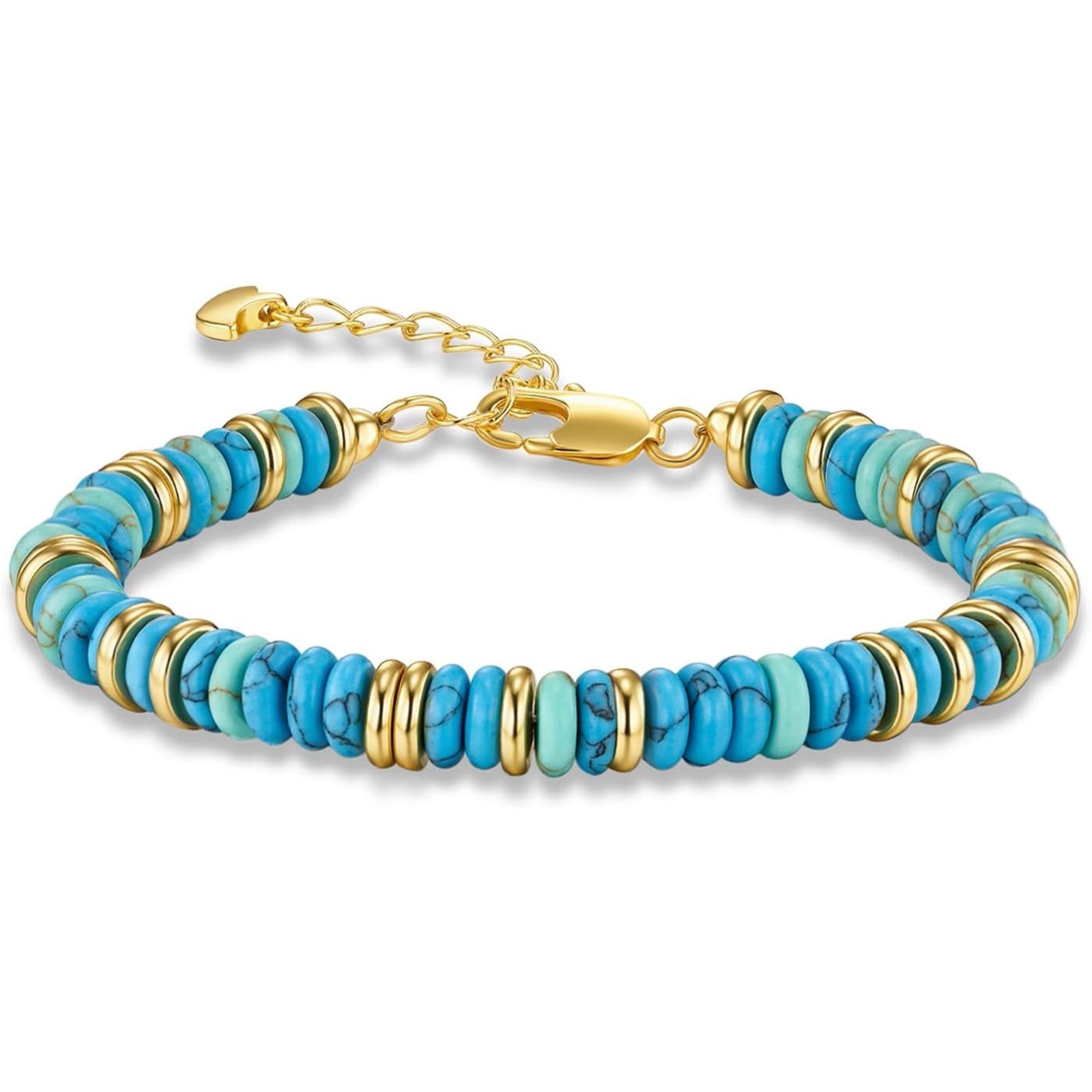 Gold Tone Multicolor Disc Beaded Bracelet Women Simulated Stone Jewelry Gift Set