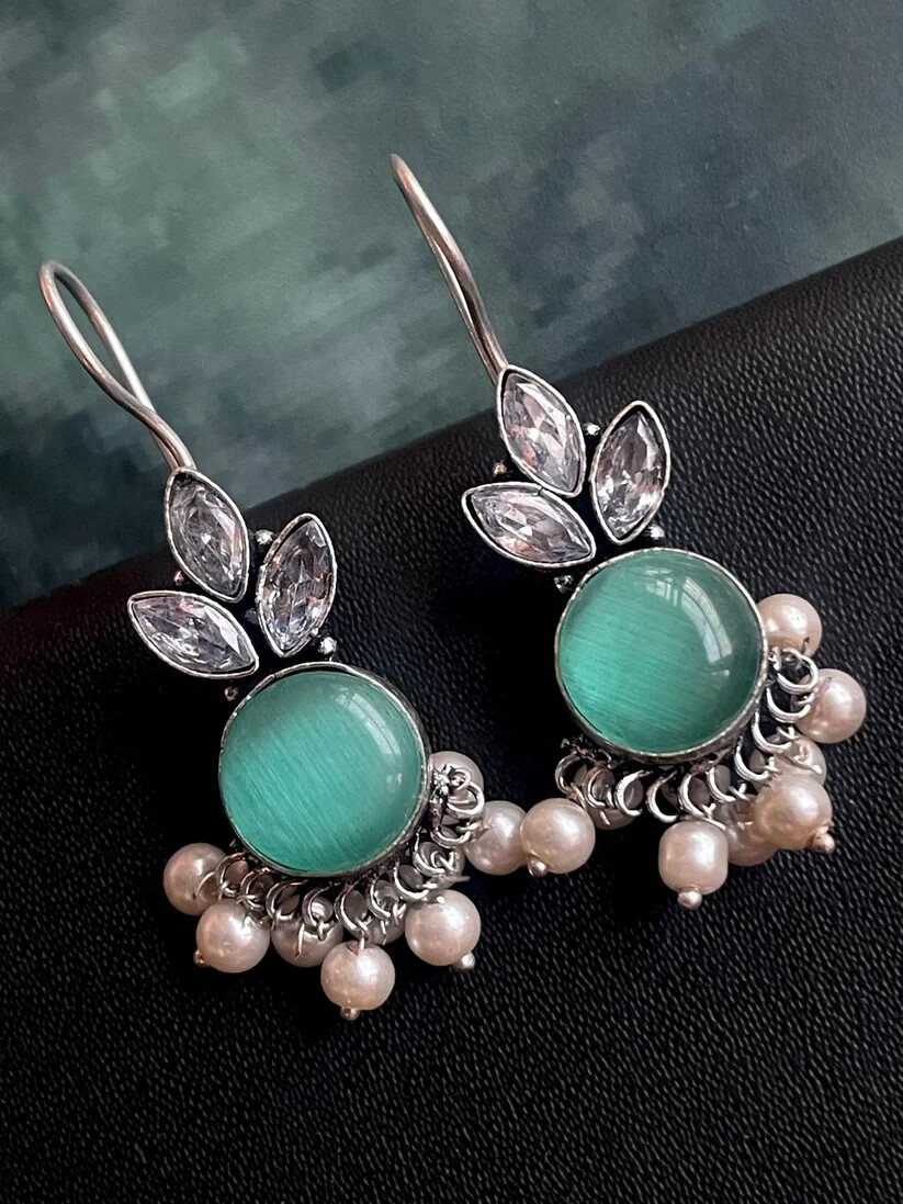 Monalisa Stone with Three stone Earring
