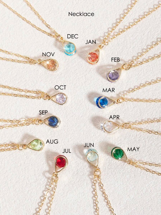 Heart Pendant Women Necklace Jewelry Accessories Water Drop Birthstone Gift USA