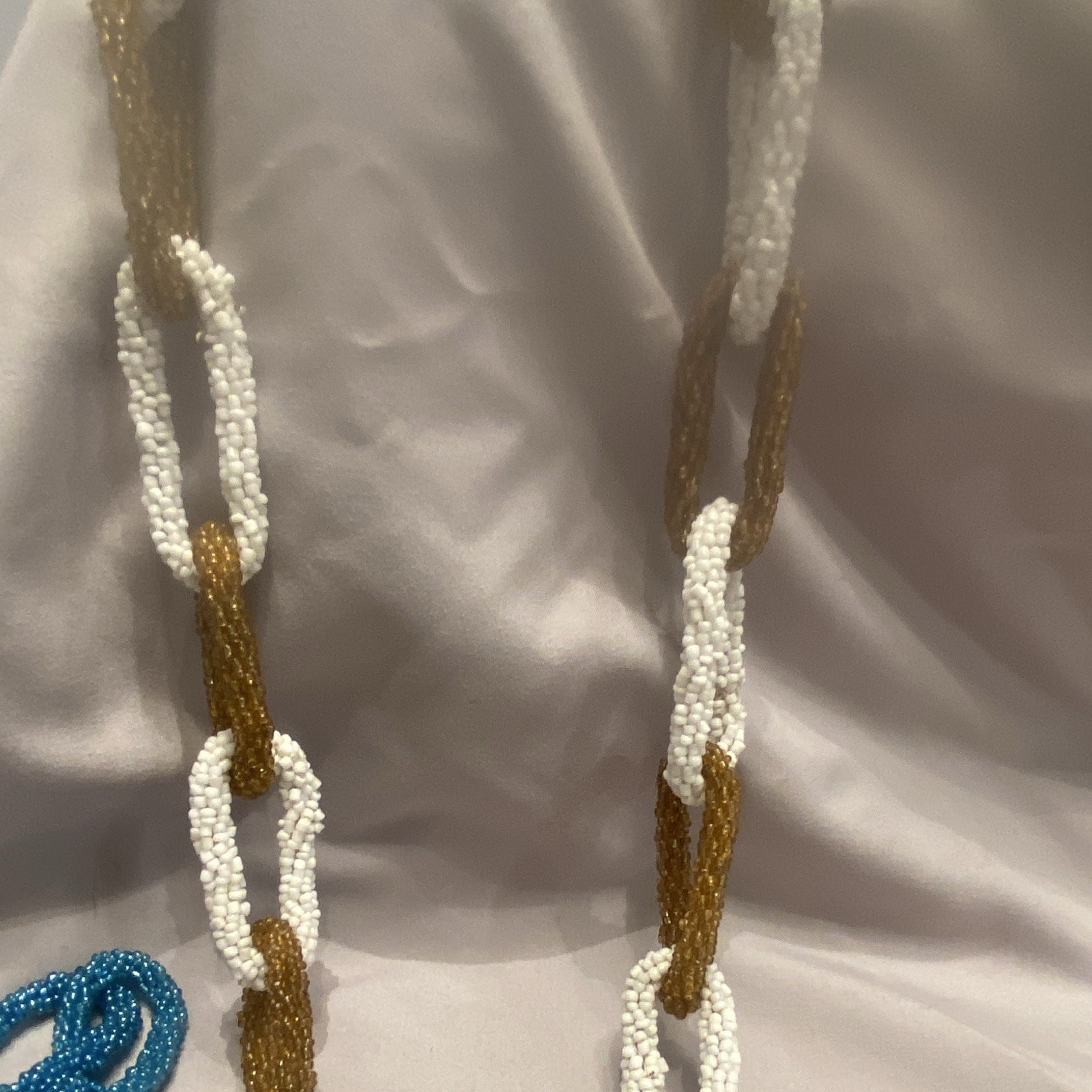 Lot of 3 Multicolor Glass Seed Bead Link Chain Statement Necklaces 18in Vintage