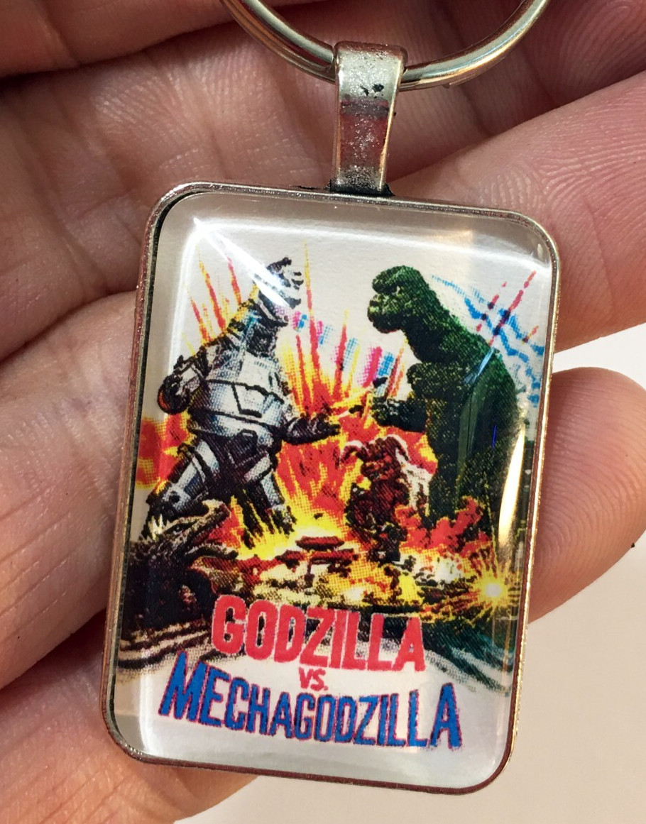 Godzilla v Mechagodzilla 1974 Movie Poster Pendant Keychain or Necklace