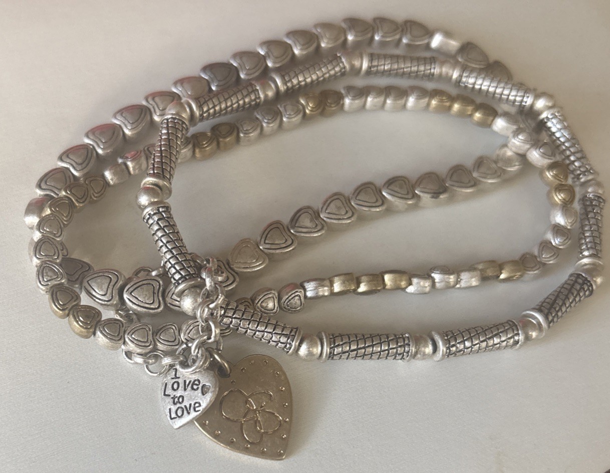JESSICA SIMPSON Love To Love Charm Bracelet With Multi Strands 8”