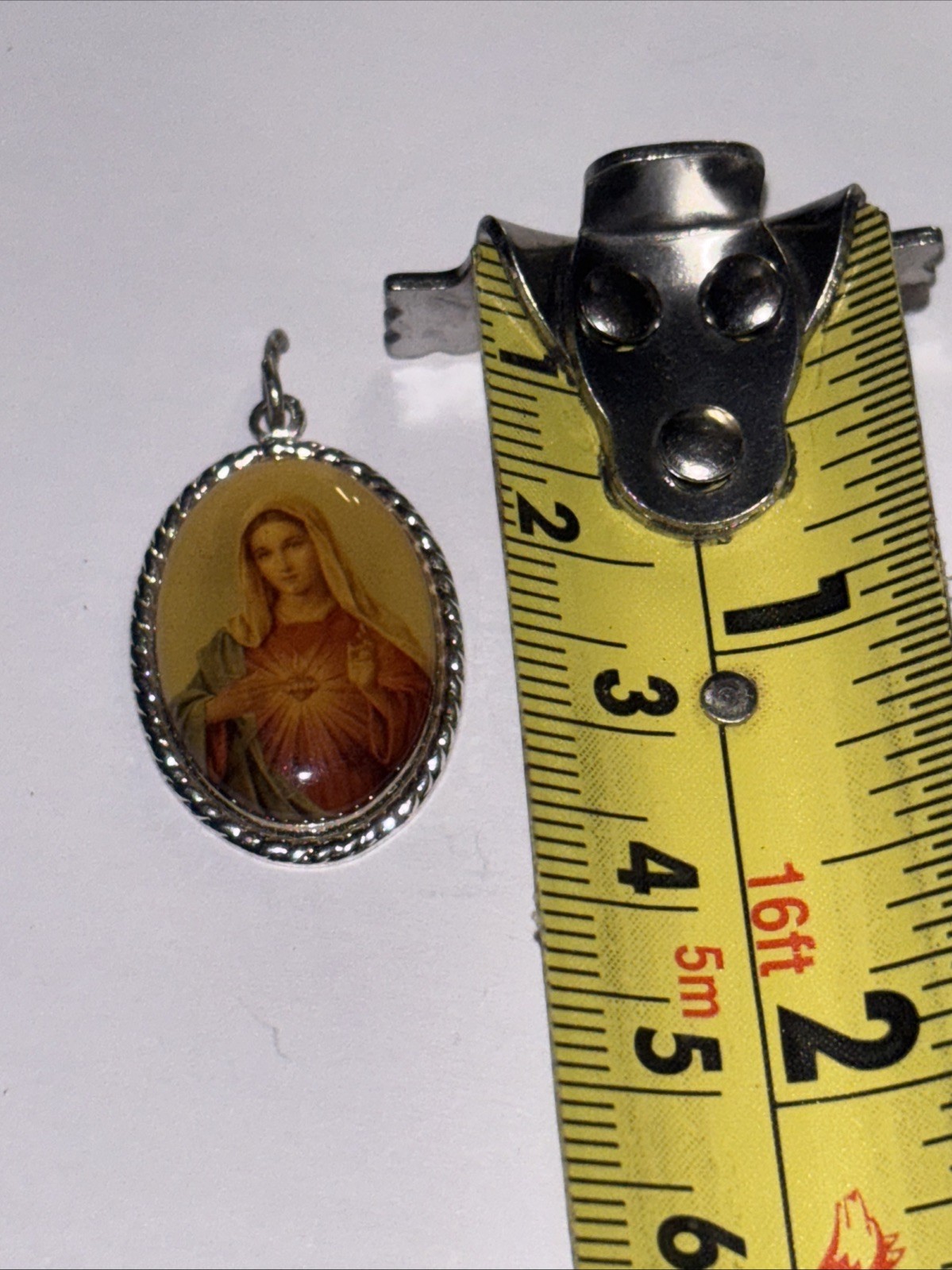 VIRGIN MARY Sliver Plate Color Pendant Catholic Saint Immaculate Heart