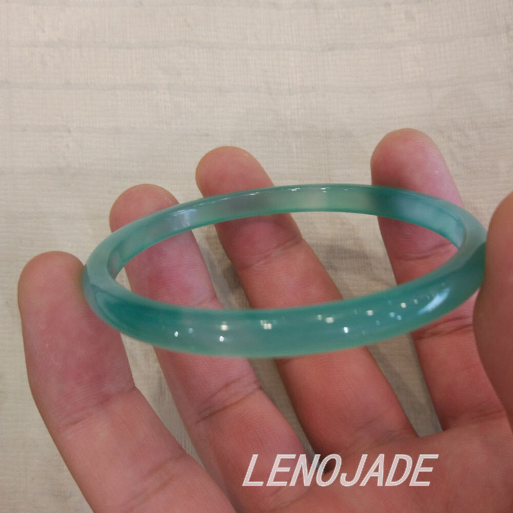 Elegant Thin&Small Chinese Icy Green Jadeite Jade Bangle Bracelet 54-55MM