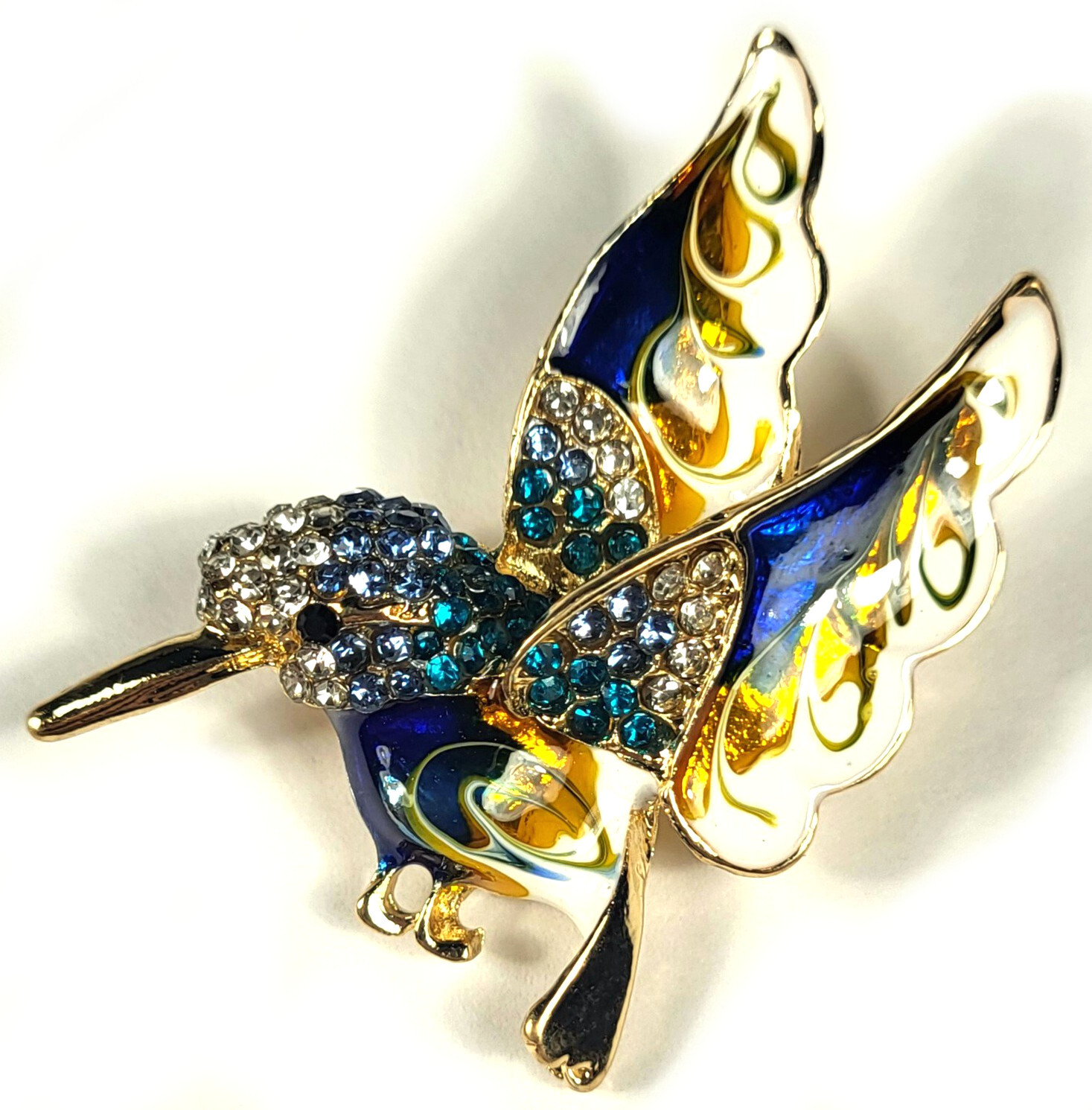 42mm Enamel Hummingbird Brooch Animal Colibri Bird Fashion Badge Pin + Gift Box