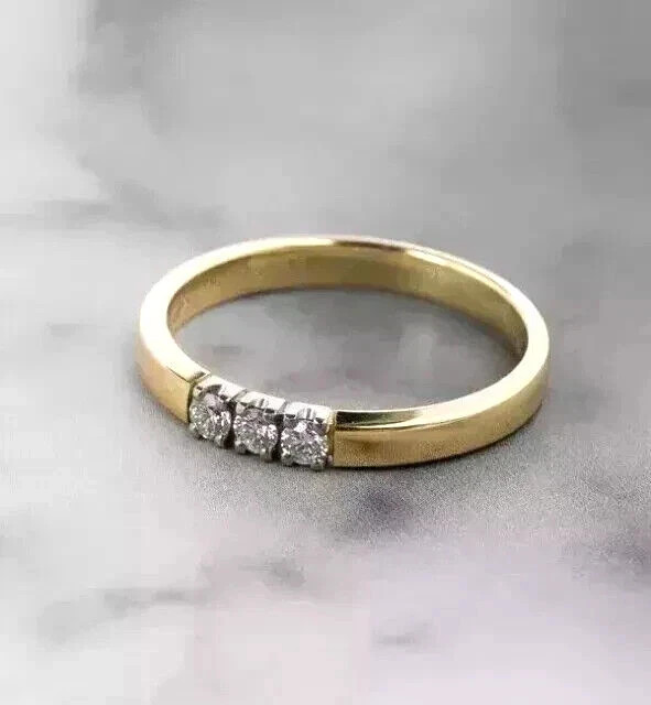 Simulated 2.50Ct Round Cut Wedding Band Ring 14k Yellow Gold Plated silver