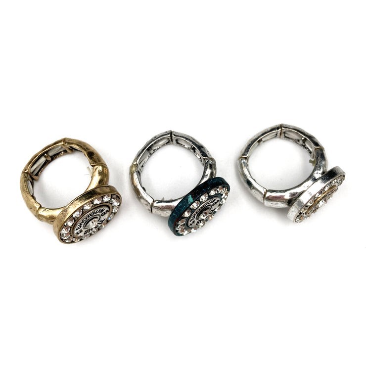 Adjustable Shotgun Shell Rhinestone Cocktail Ring. Each Sold Separately