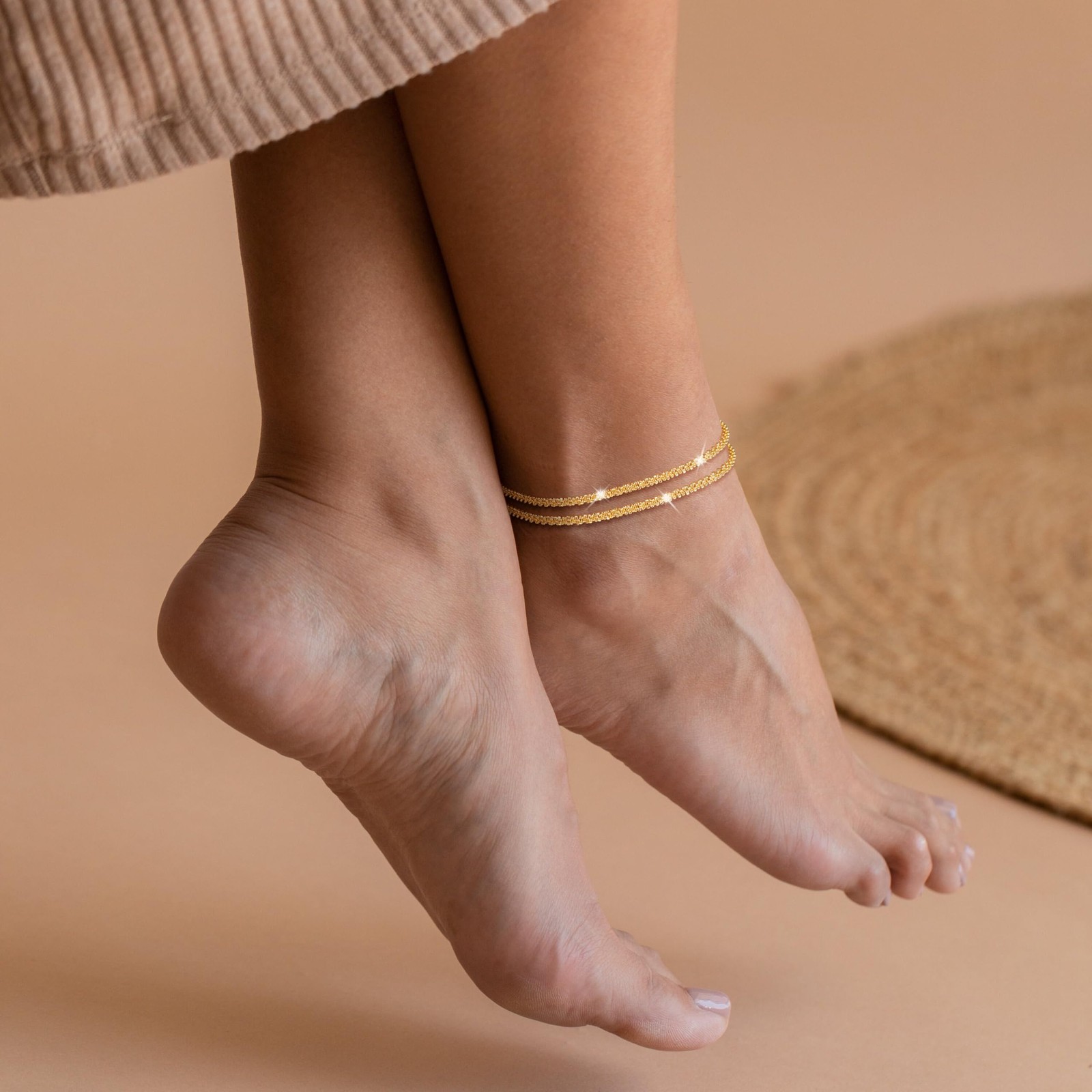 Adjustable Layered Anklet Bracelets Glitter Beach Anklet Jewelry for Women Gifts