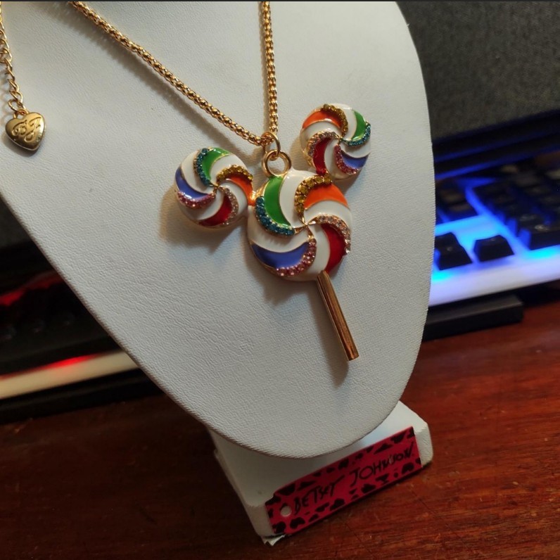 Betsey Johnson Multicolor Mouse Ears Lollipop Necklace