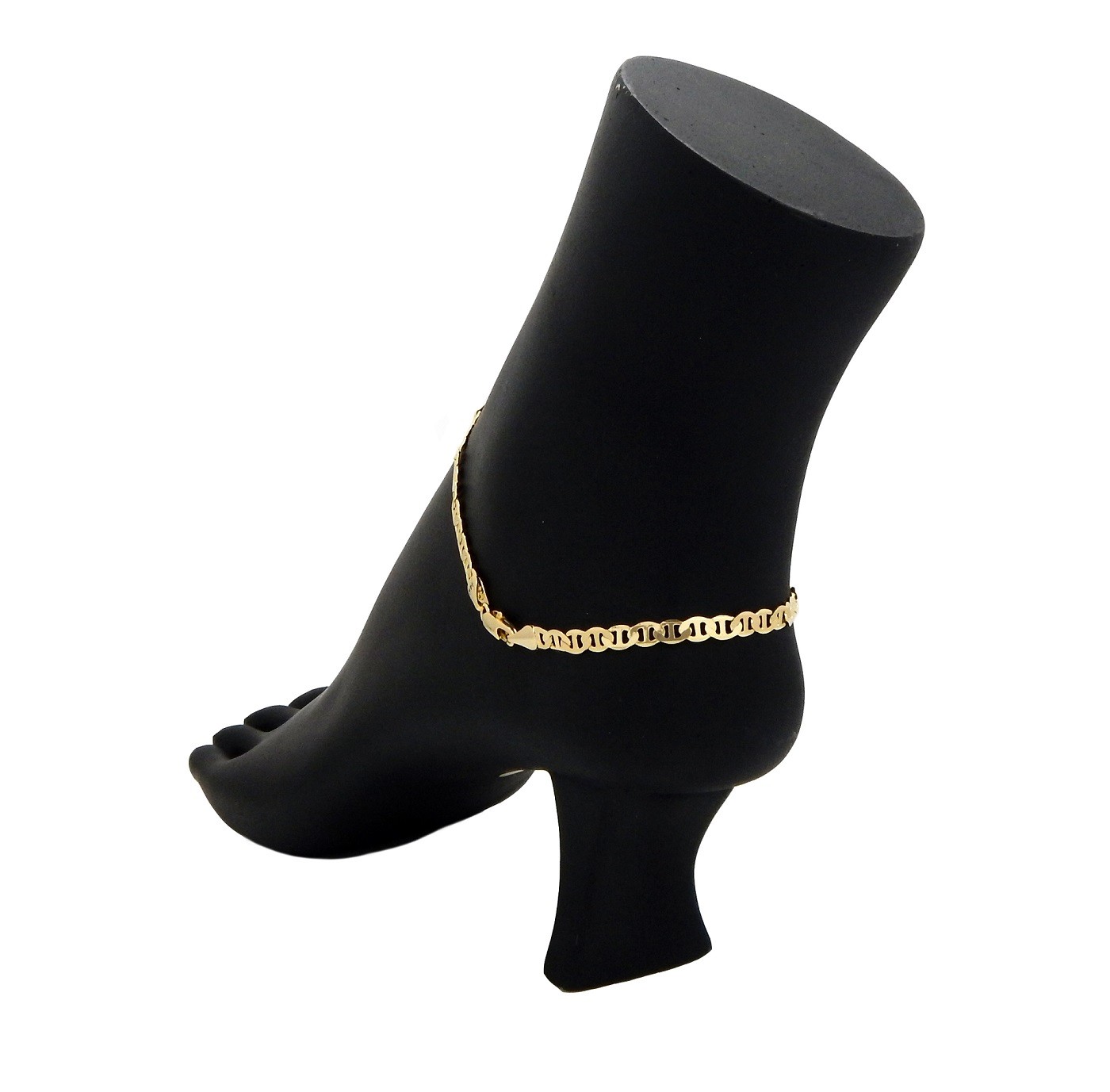 5mm MARINER ANCHOR CHAIN QUALITY ANKLET BRACELET 14K ITALY GOLD PLATED