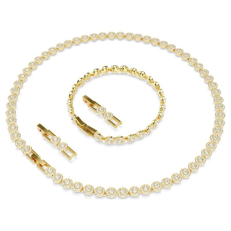 Swarovski Una Angelic Set, Necklace & Bracelet, Round Cut, Gold-Tone Plated