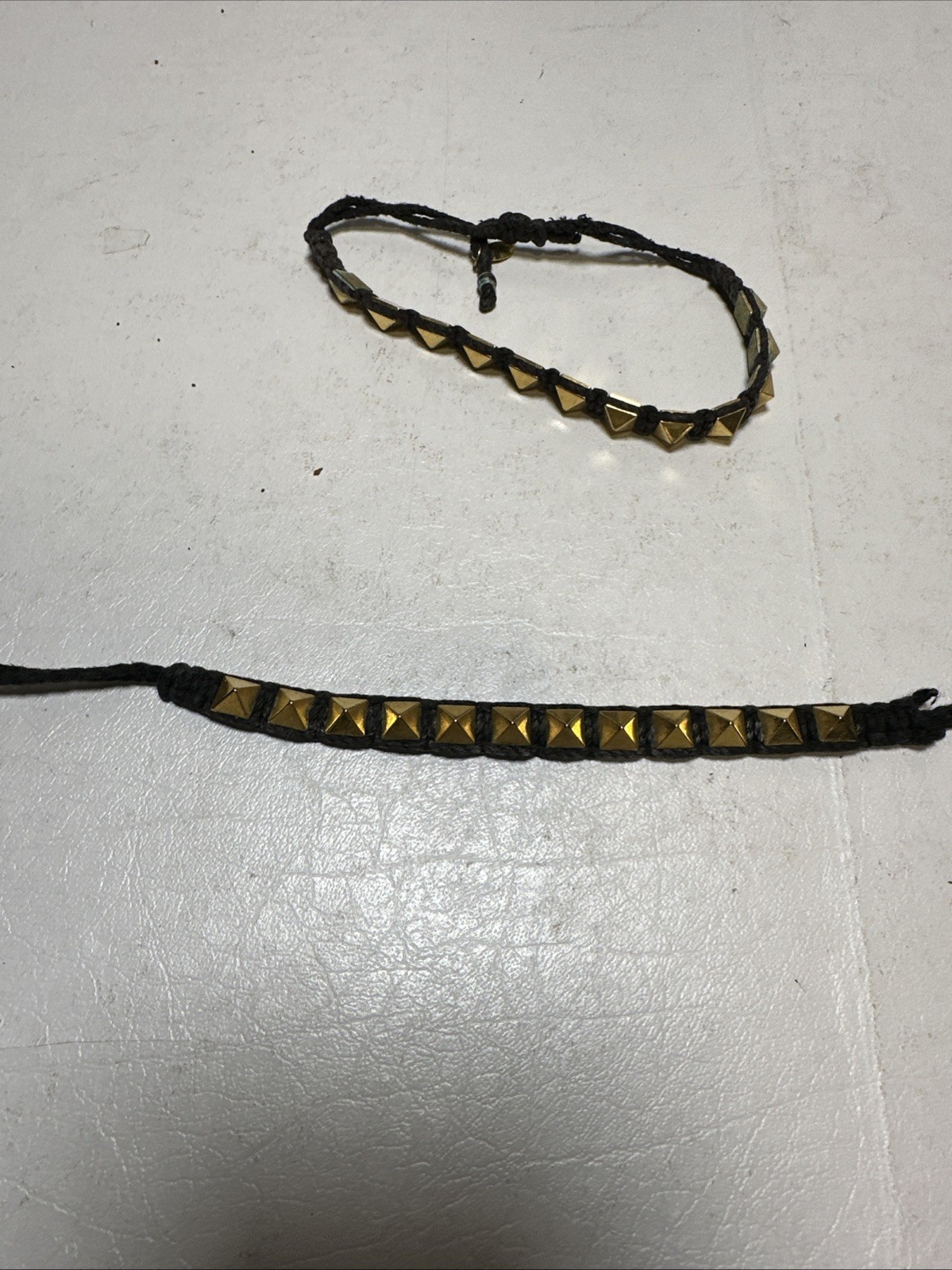 Valentino Garavani Two Braided Rockstud Bracelets Black &Gold