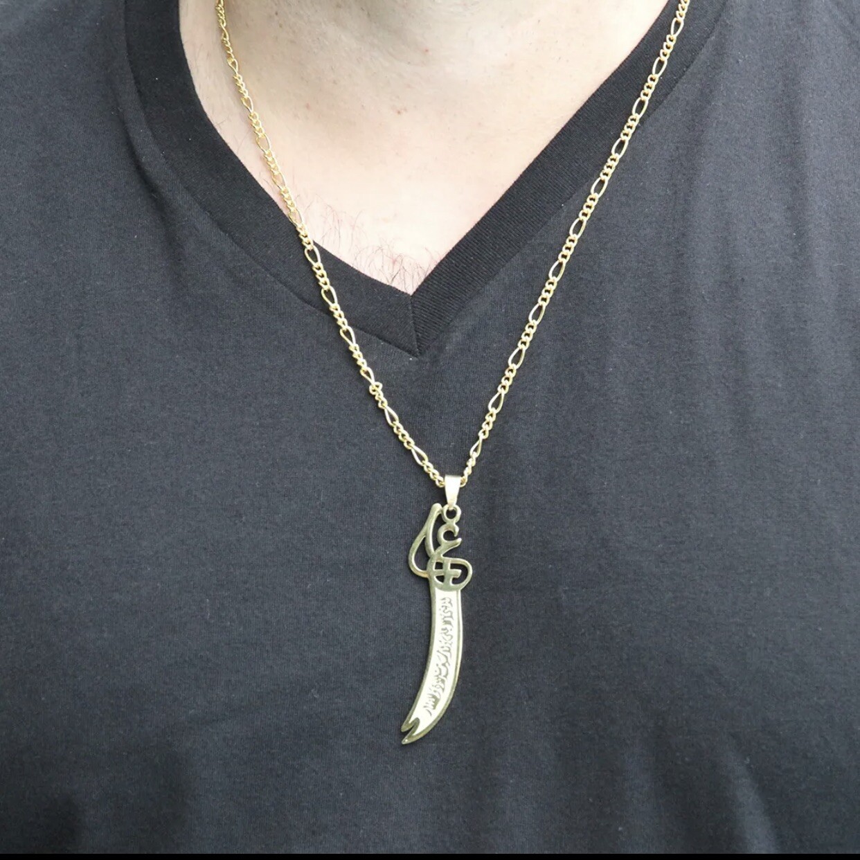 Islamic Imam Ali Zulfiqar Sword Pendant Necklace Shia Muslim Jewelry muharram