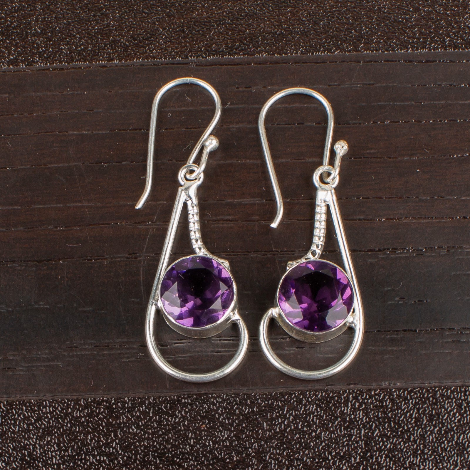 African Amethyst Gemstone 925 Sterling Silver Handmade Jewelry Earrings 2.0″