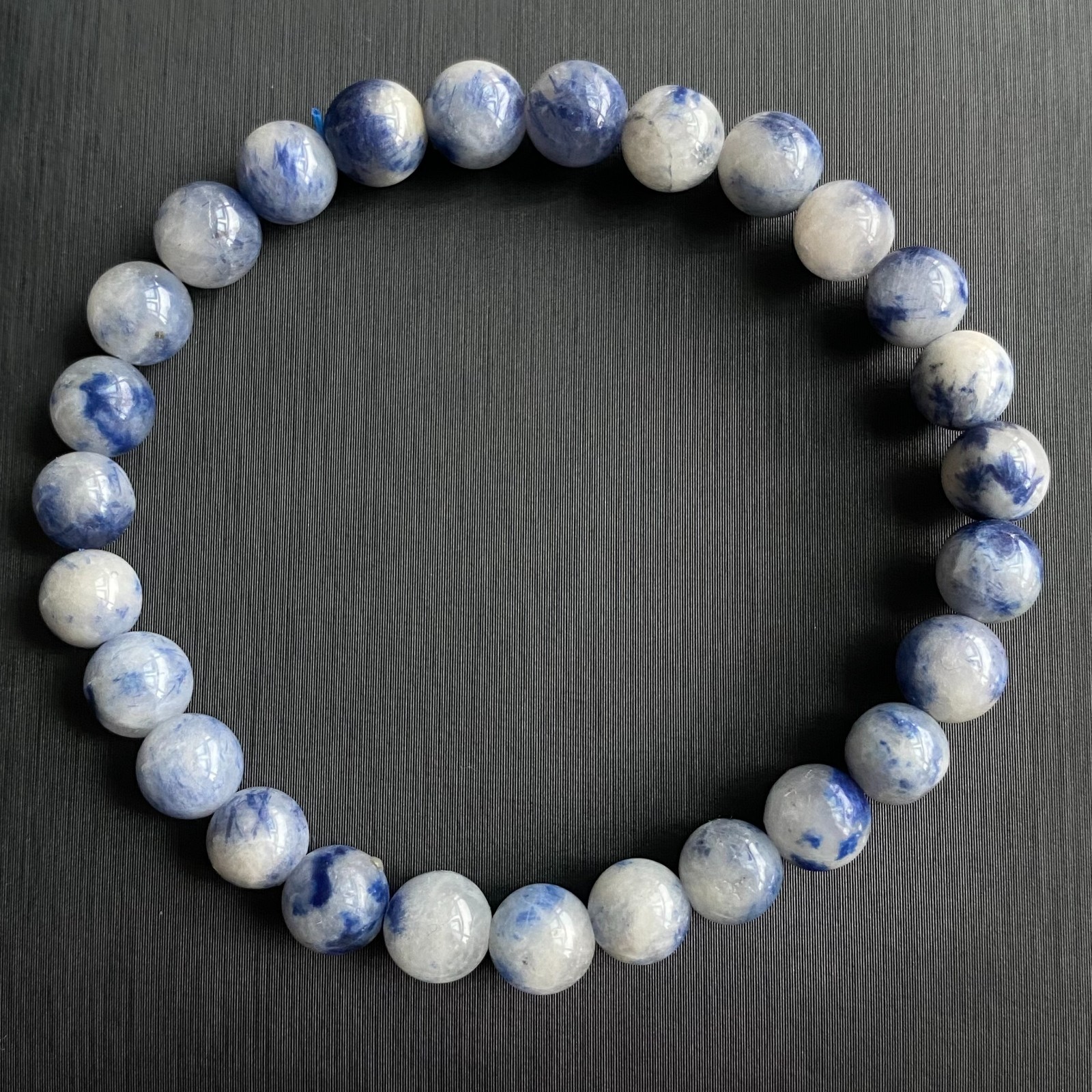 6.9mm Natural Blue Dumortierite Quartz Crystal Beads Bracelet 1140